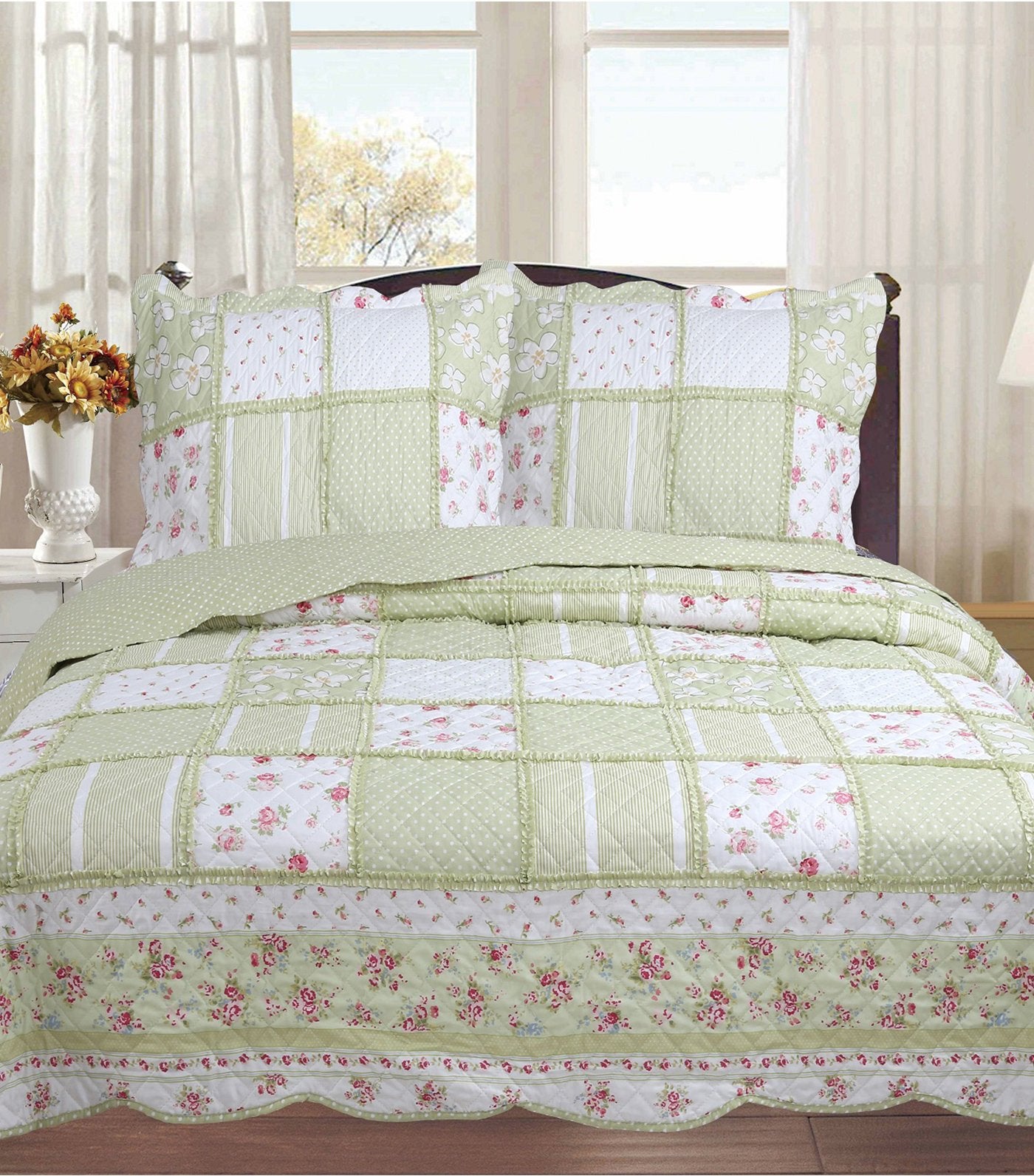 mantex patch quilt set full and queen in green pasture