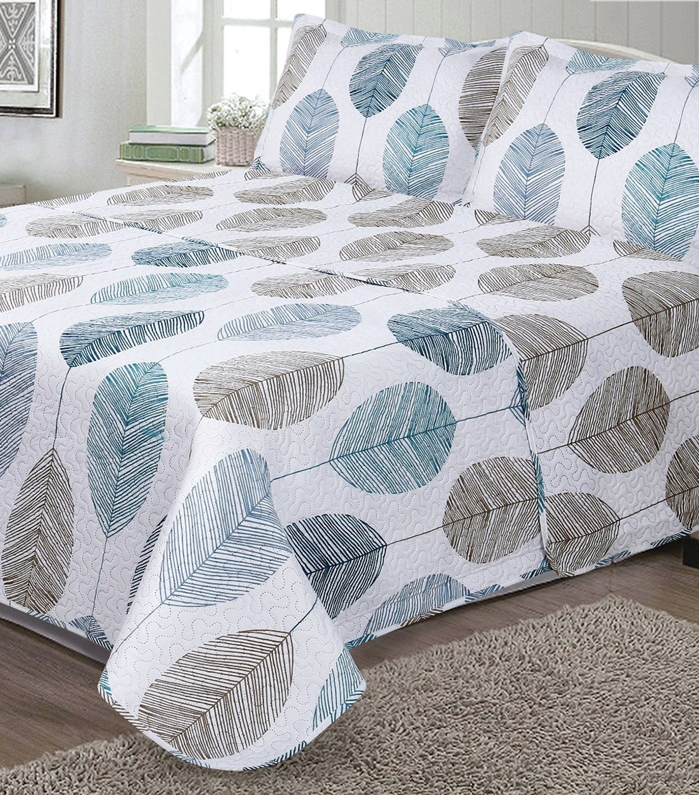 mantex candice printed faux quilt set full/queen