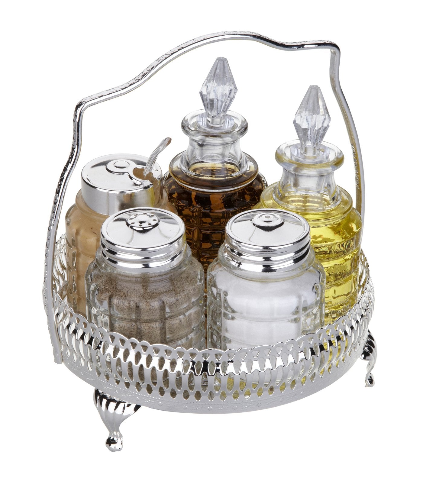 queen anne 5-piece round cruet (14cm)