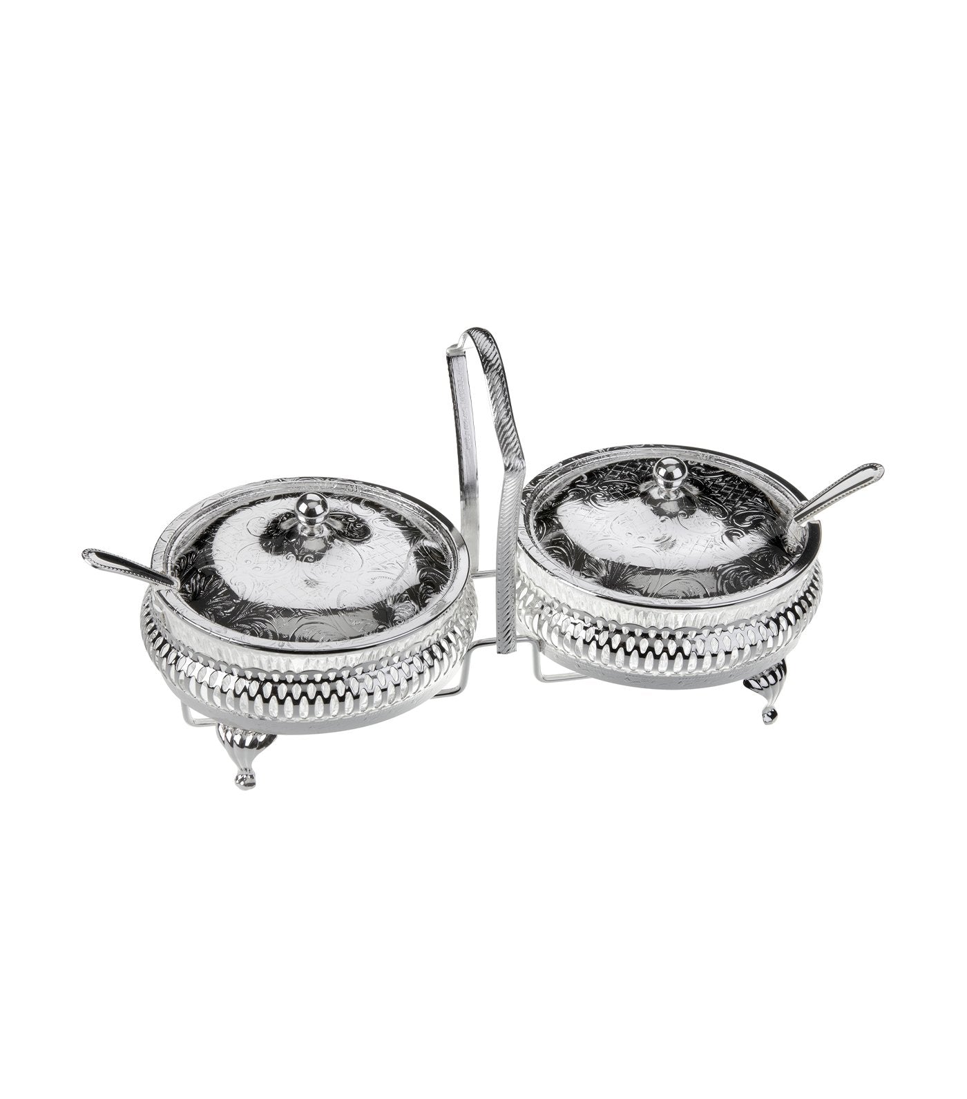queen anne double jam with lids and spoons (26 cm x 12cm)