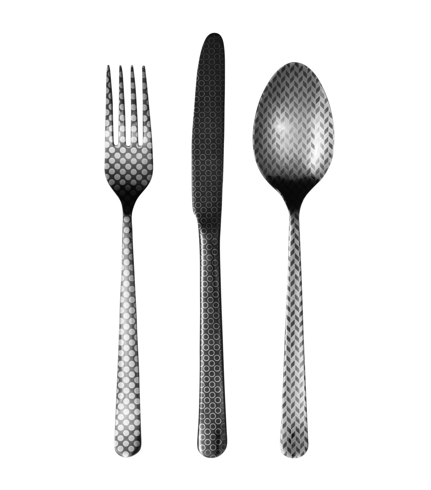 herdmar oslo black laser mix 24-piece flatware set with wood canteen