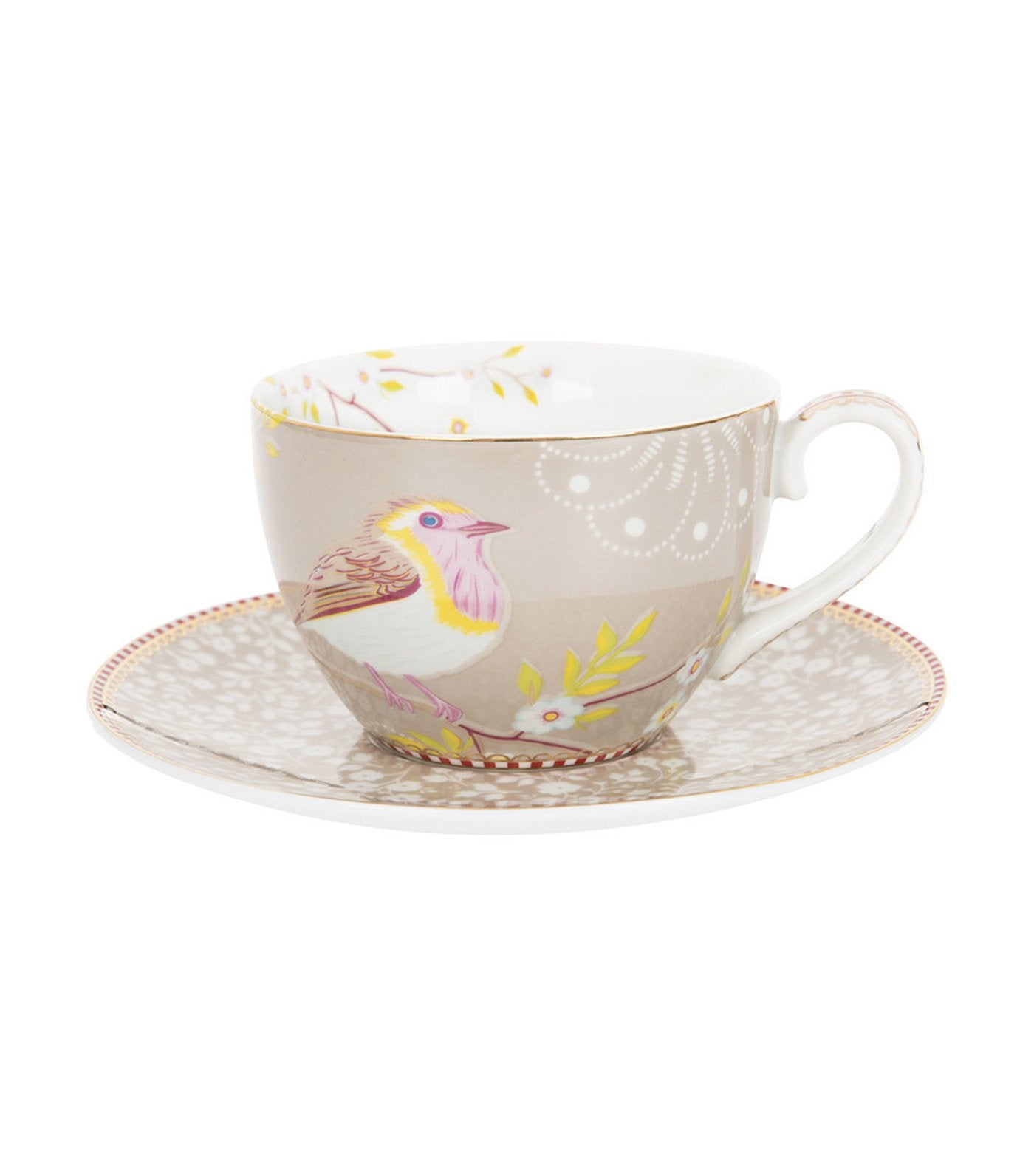 pip studio early bird khaki cappuccino cup and saucer