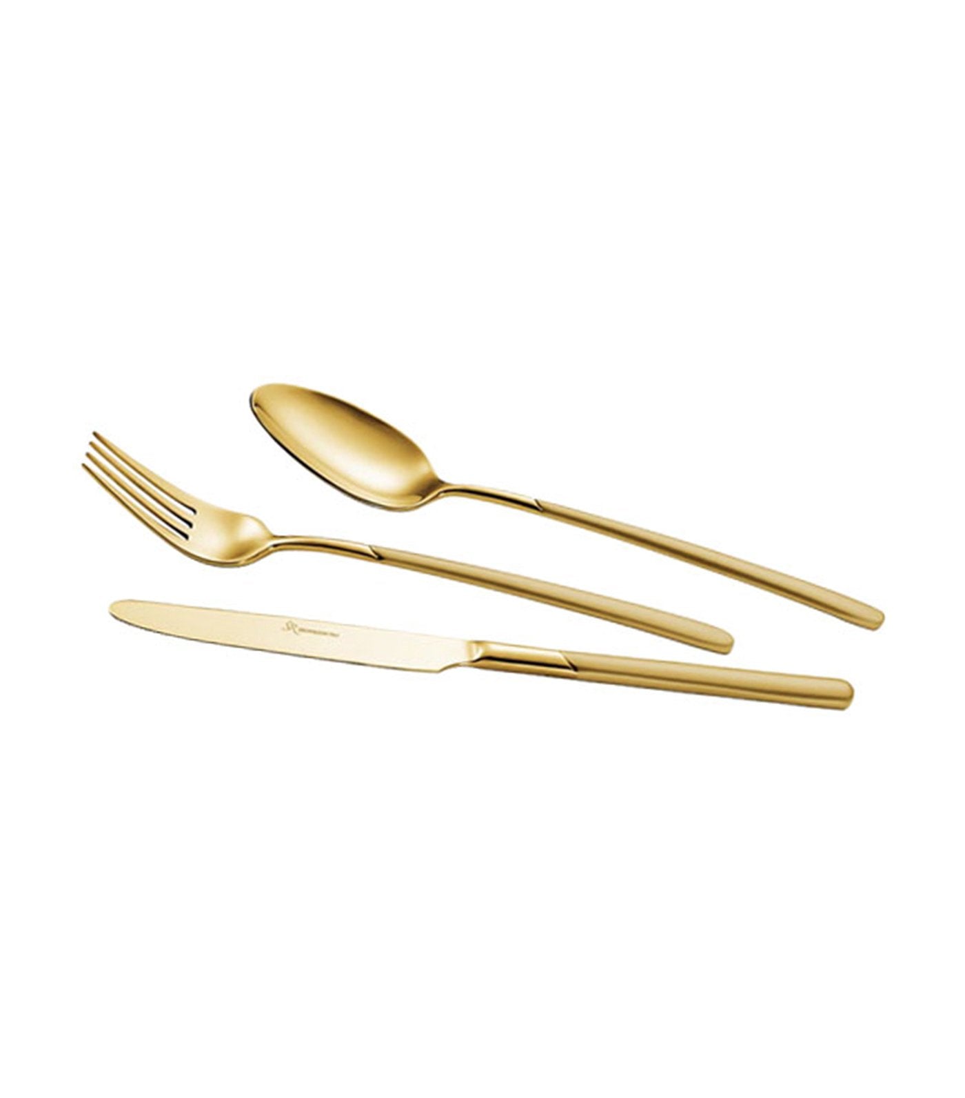 24-piece celtika tin gold acciaio flatware set in wooden canteen box
