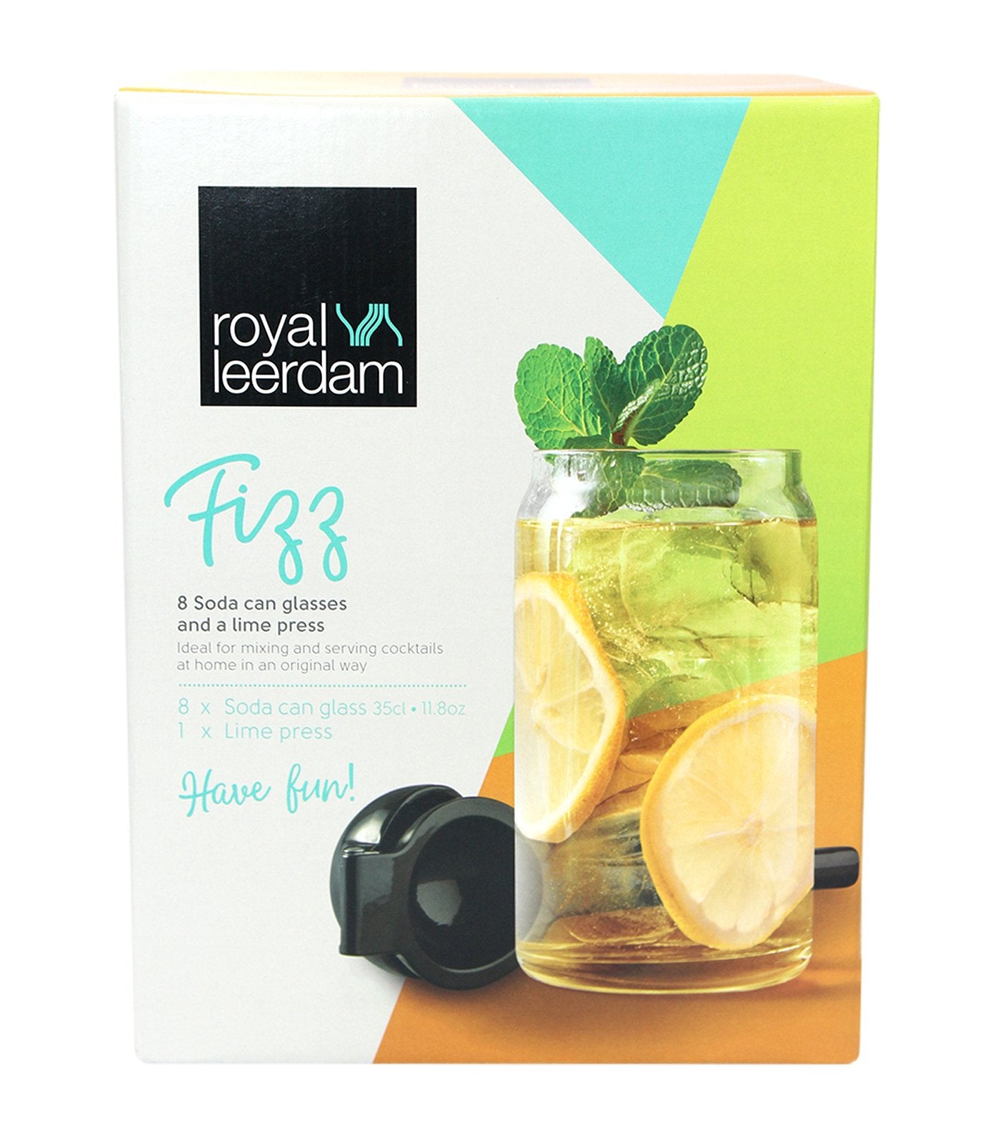 royal leerdam 8-piece fizz can with lemon squeezer