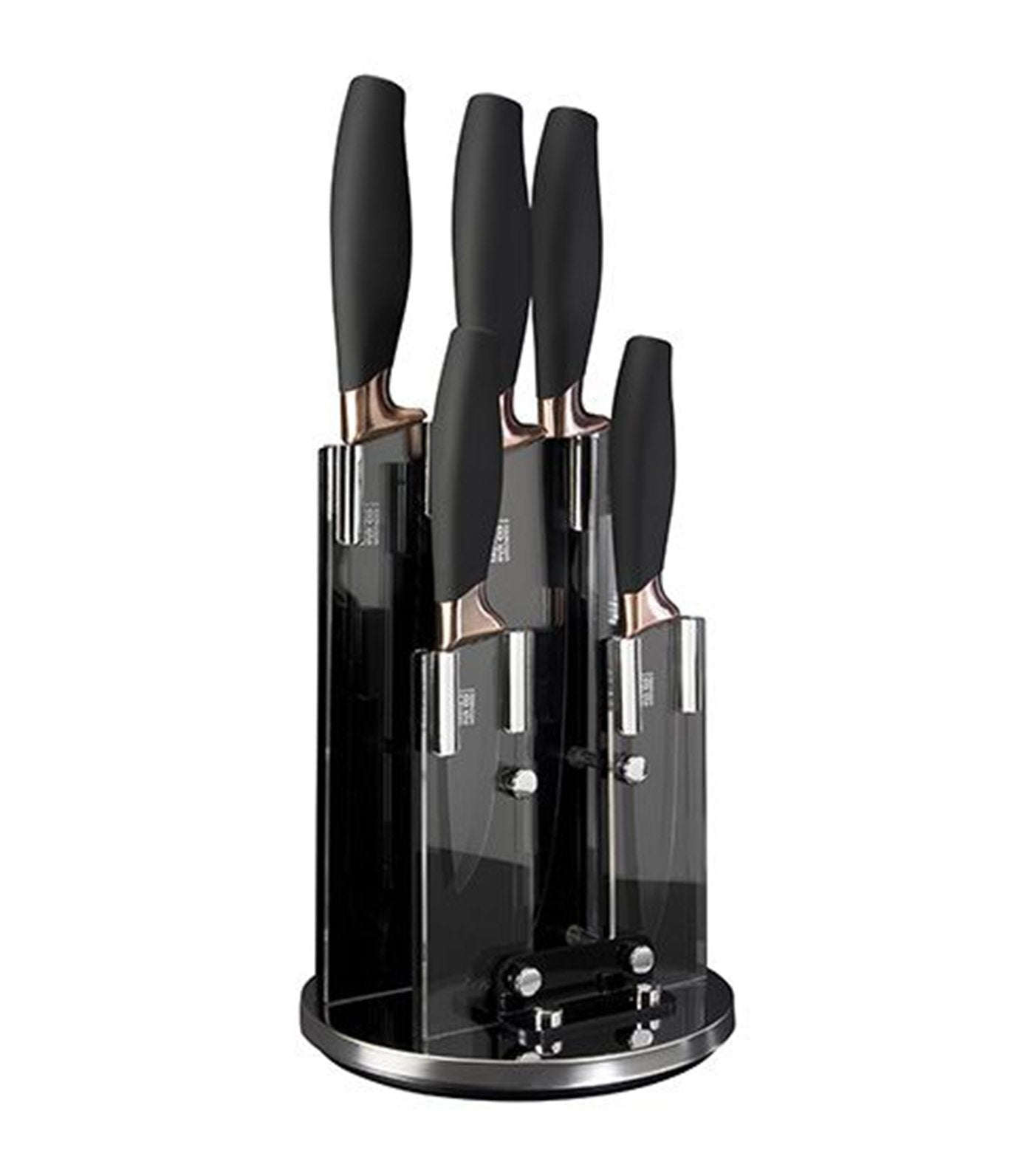 taylors eye brooklyn five-piece revolving knife block set in chrome