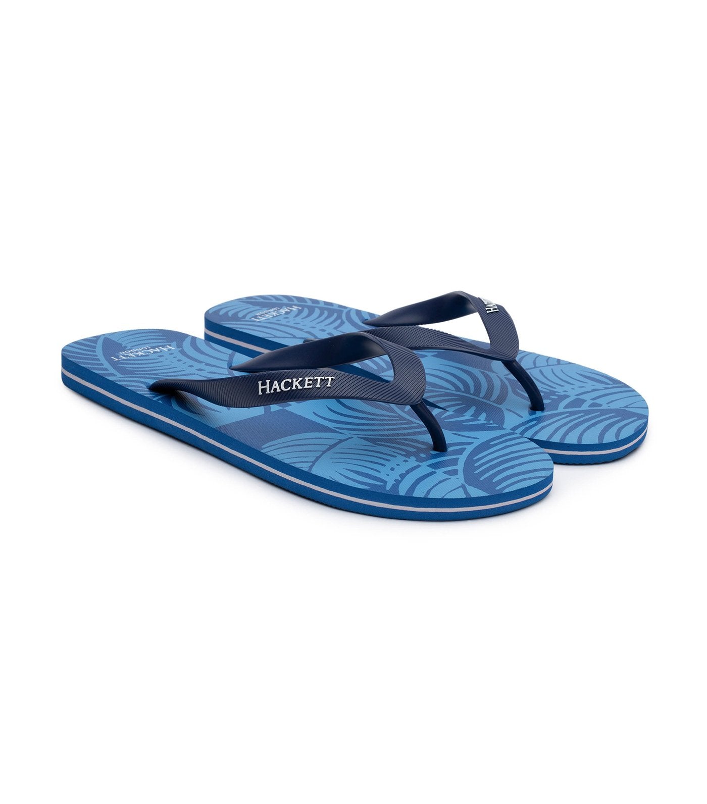 hackett palm tree flip flops blue