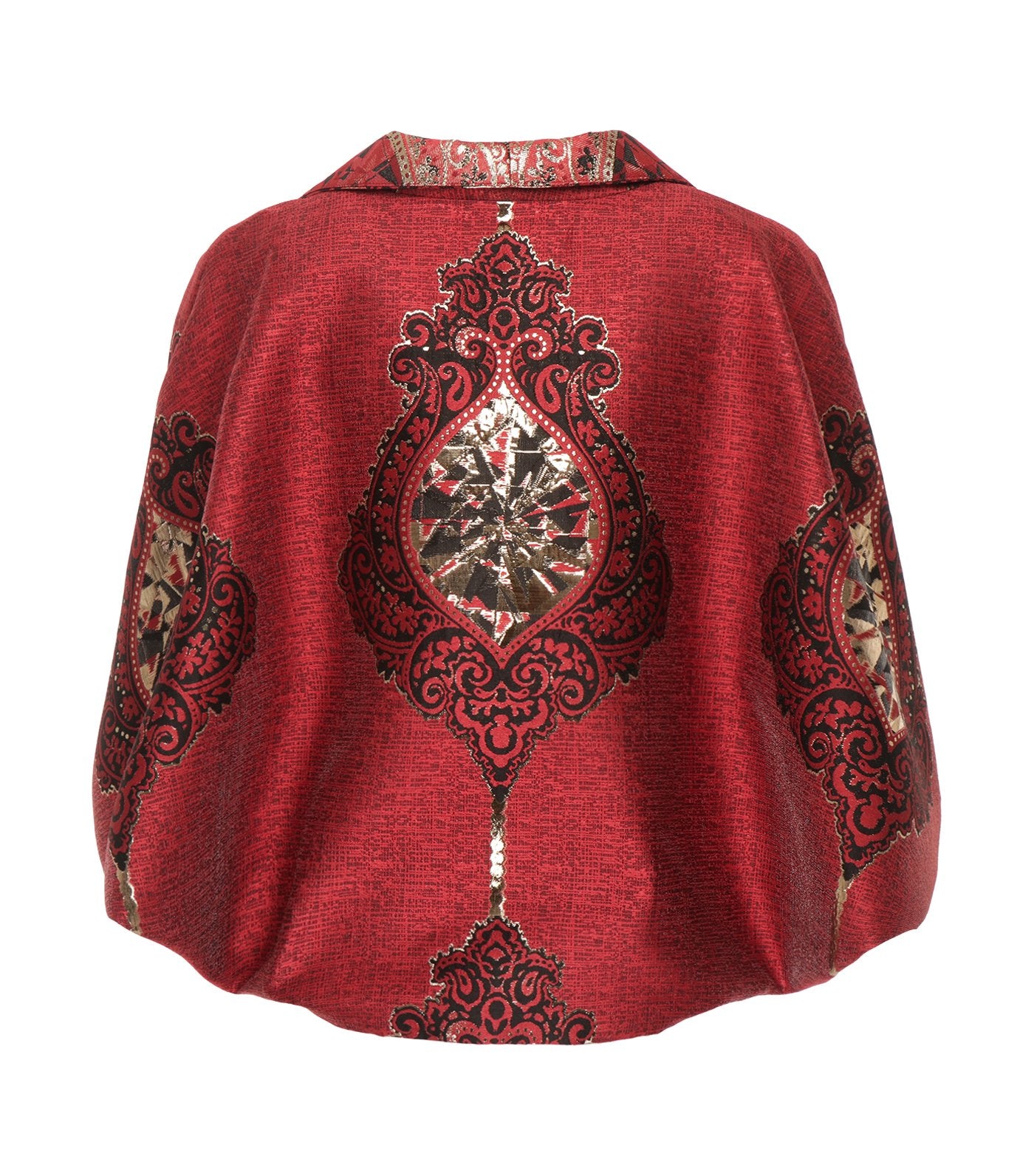 criselda korina collared brocade jacket red