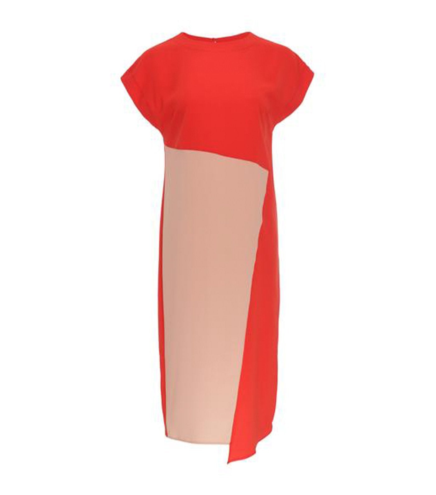 ricardo preto balsam color block shift dress orange and cherry