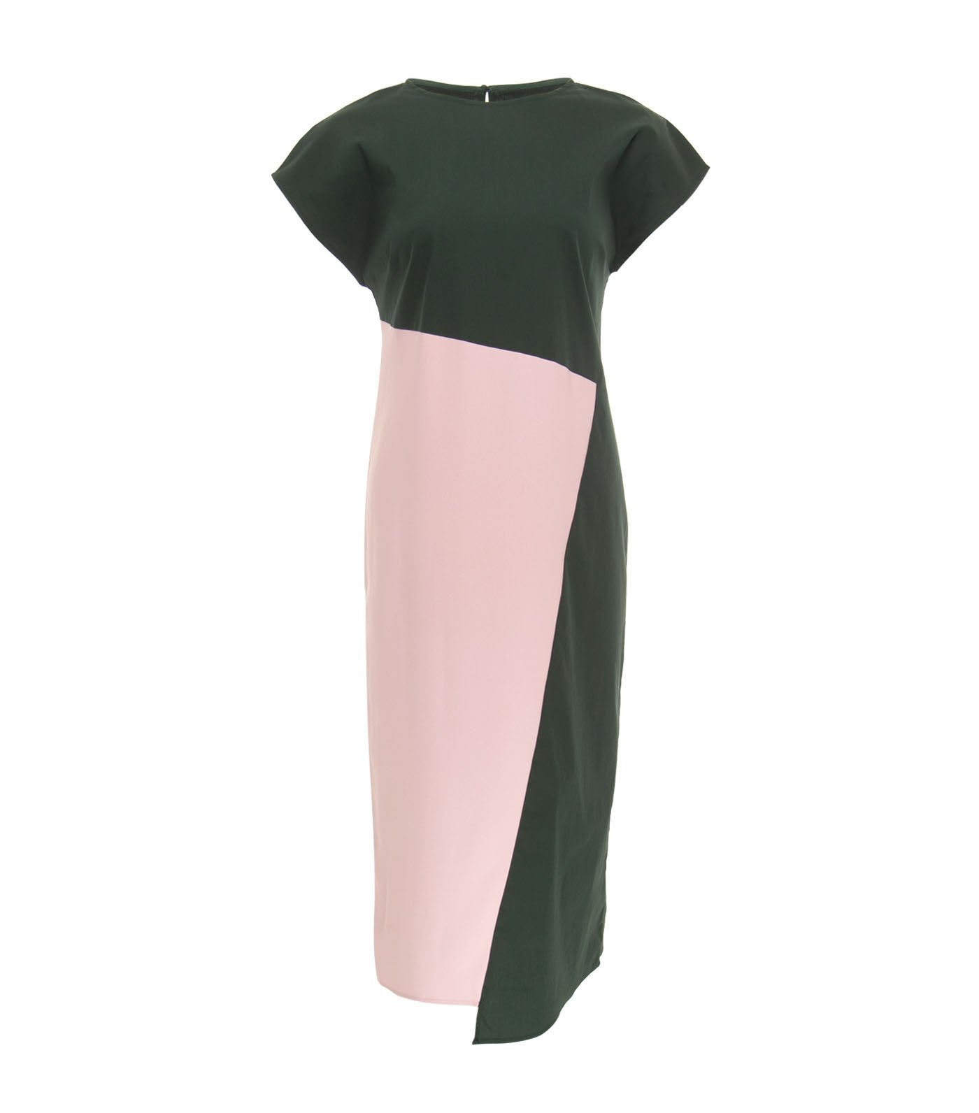 ricardo preto women balsam color block shift dress green and pink