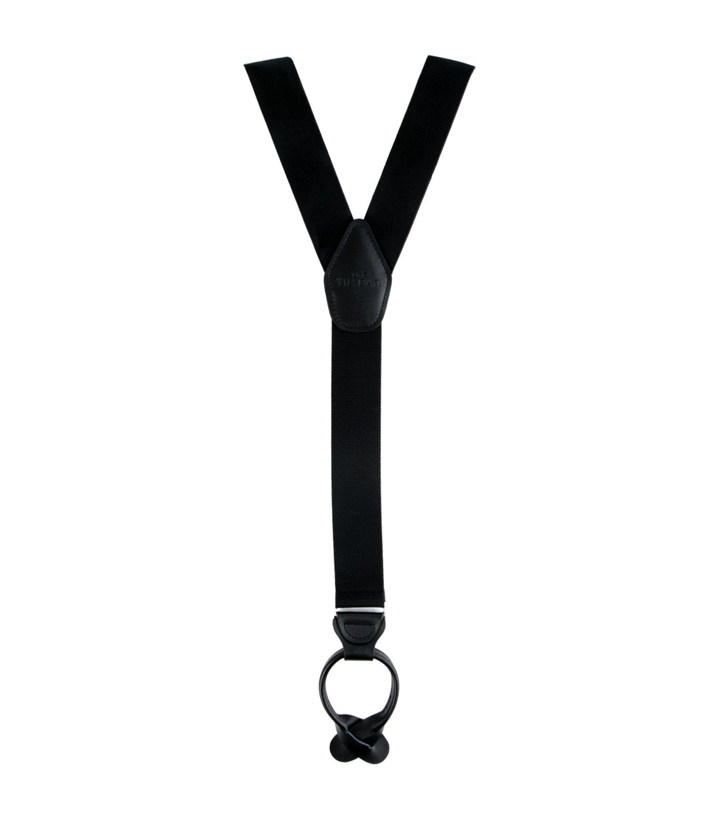 the tie bar solid satin loop suspenders black