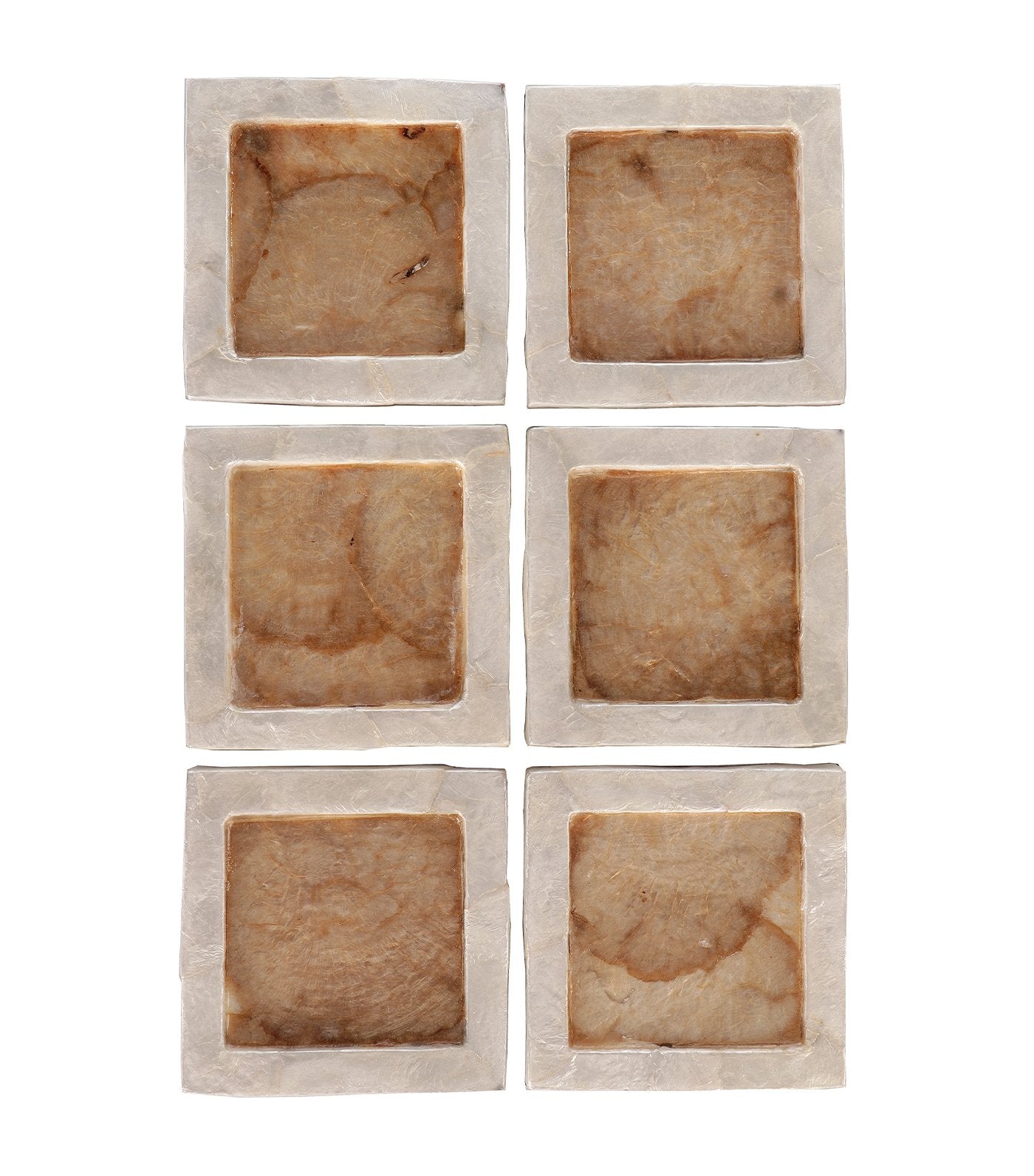rustan's filipiniana our very own capiz six-piece coaster set with brown accent