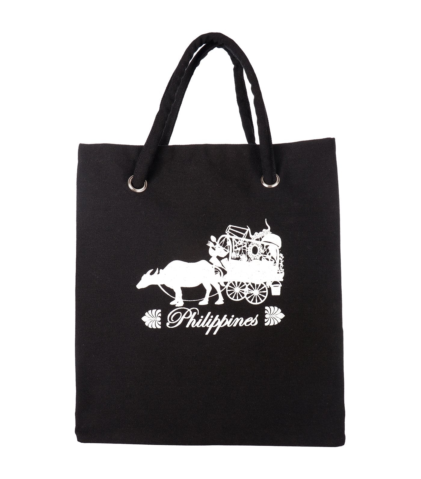 rustan's filipiniana our very own black canvas bag with carabao