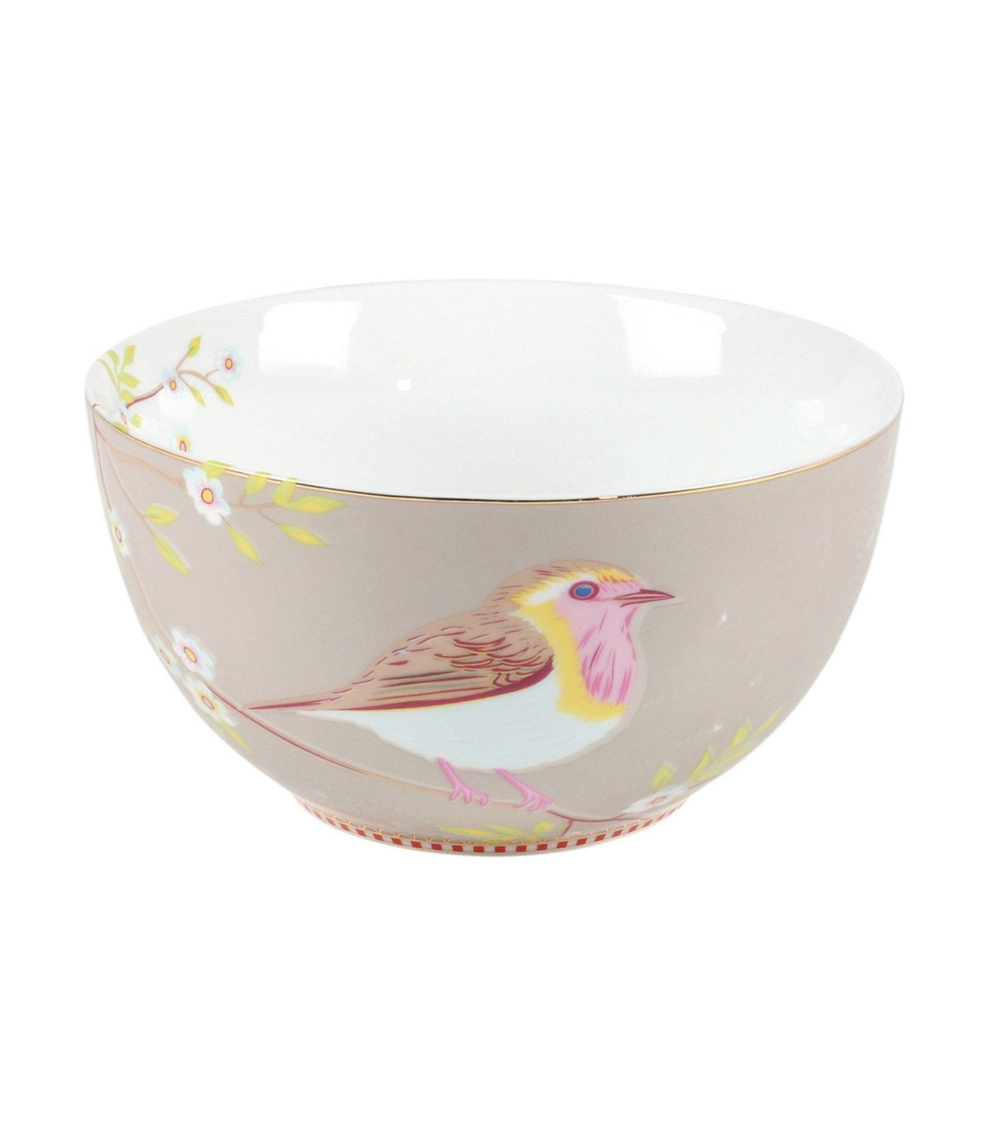 Pip Studio Khaki Floral Bowl With Early Bird Design