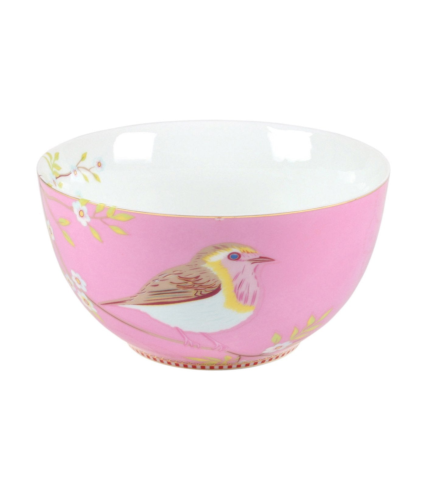 Pip Studio Pink Floral Bowl With Early Bird Design