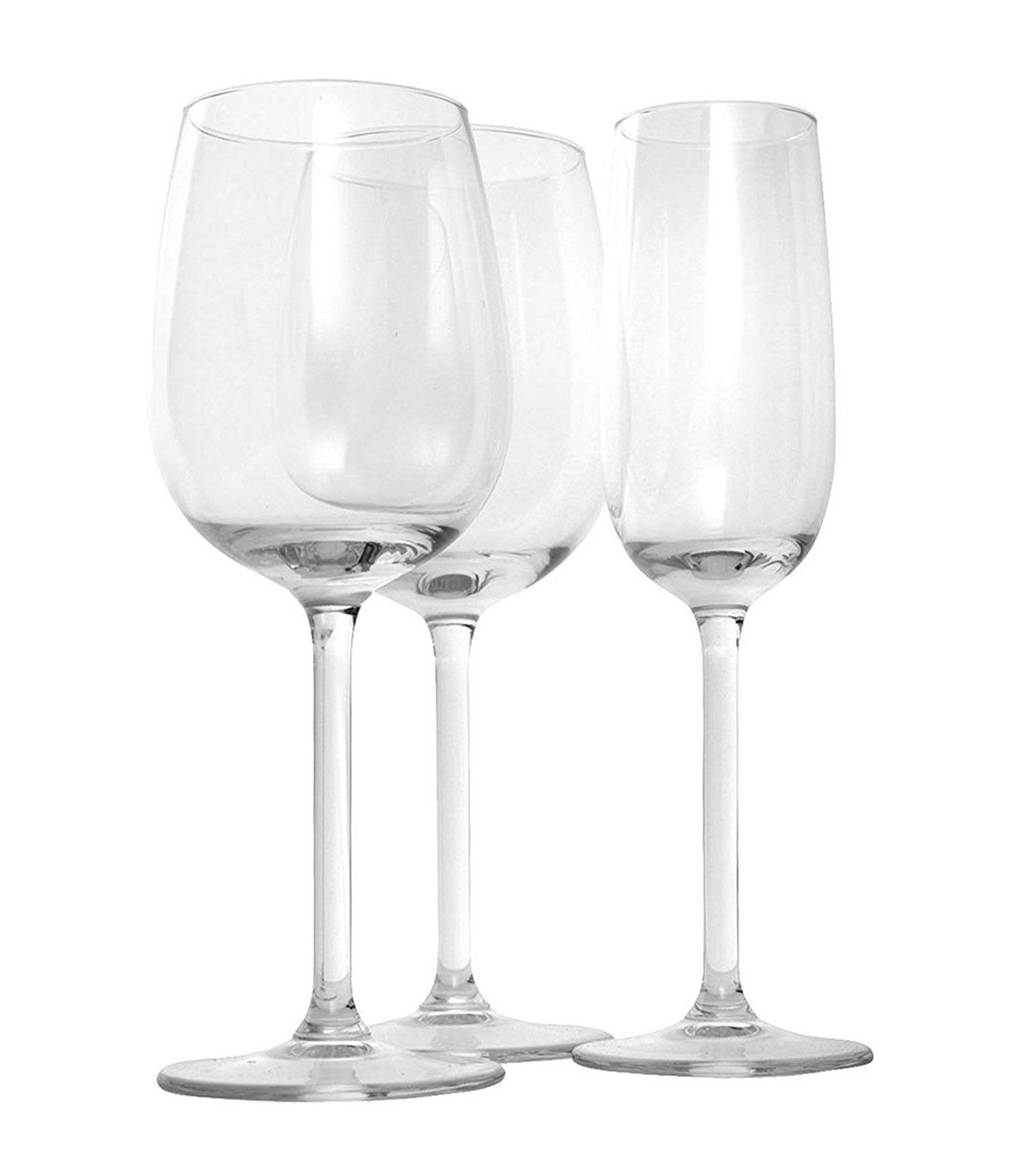 royal leerdam kyrah 18-piece set of red, white, and champagne glasses