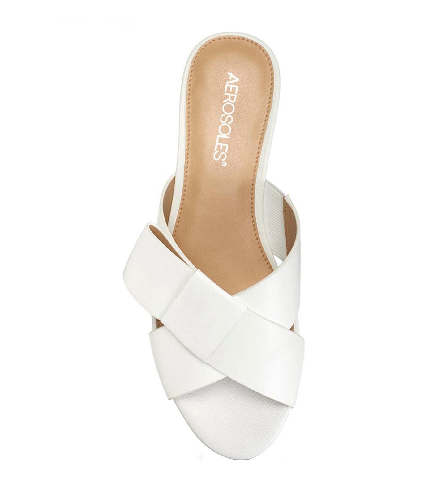 aerosoles orbit slide sandals white