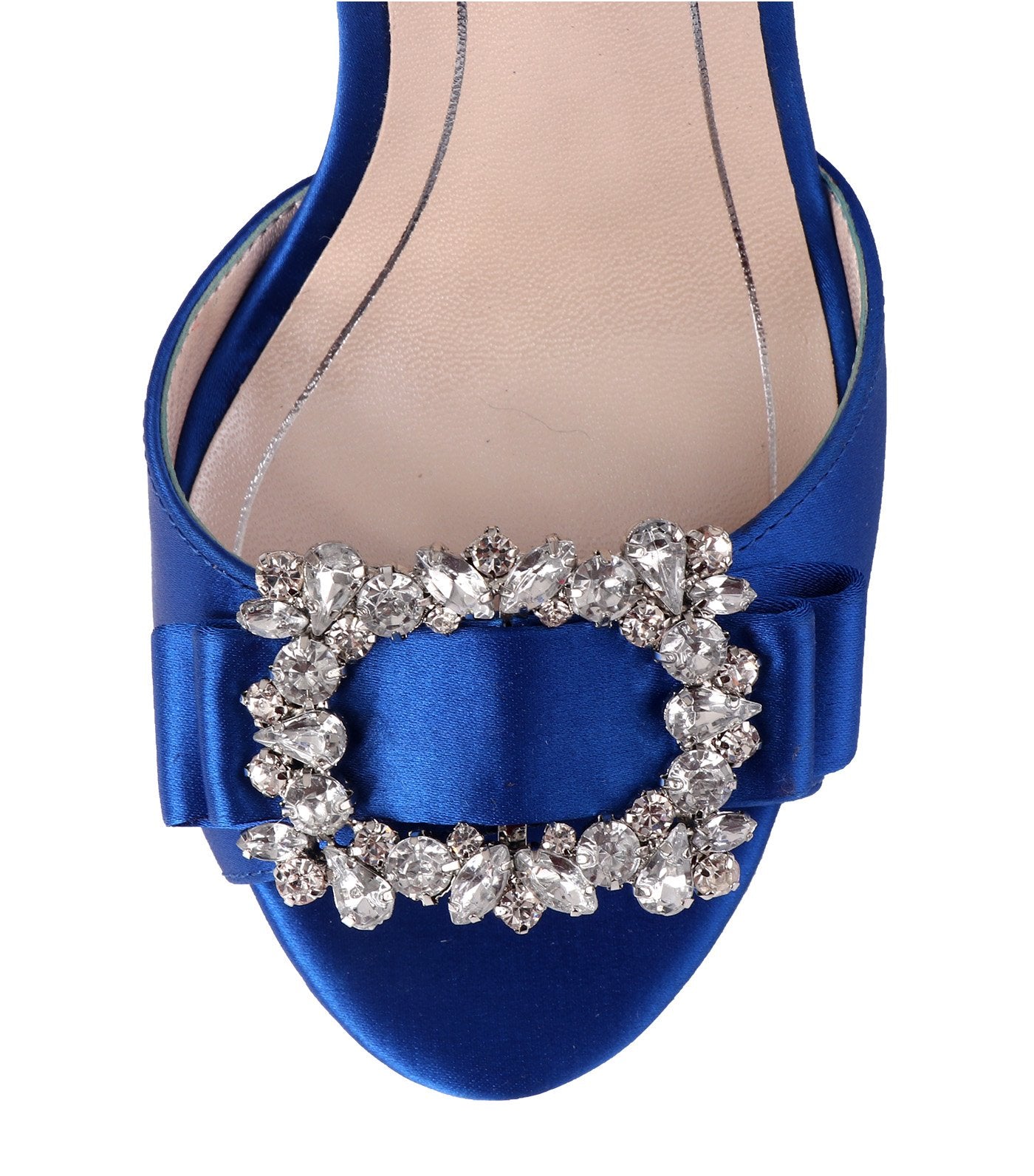 caparros pasha satin block heel blue