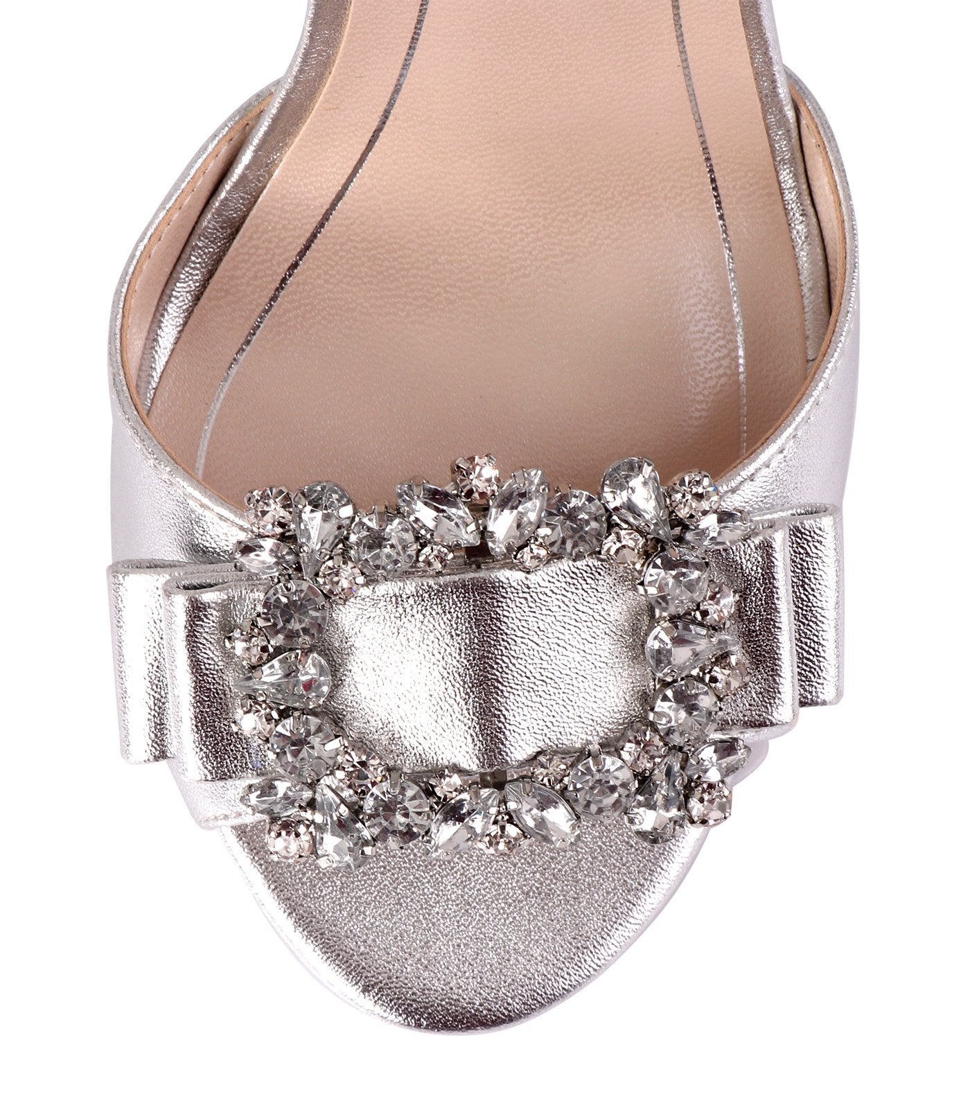 caparros pasha satin block heel silver