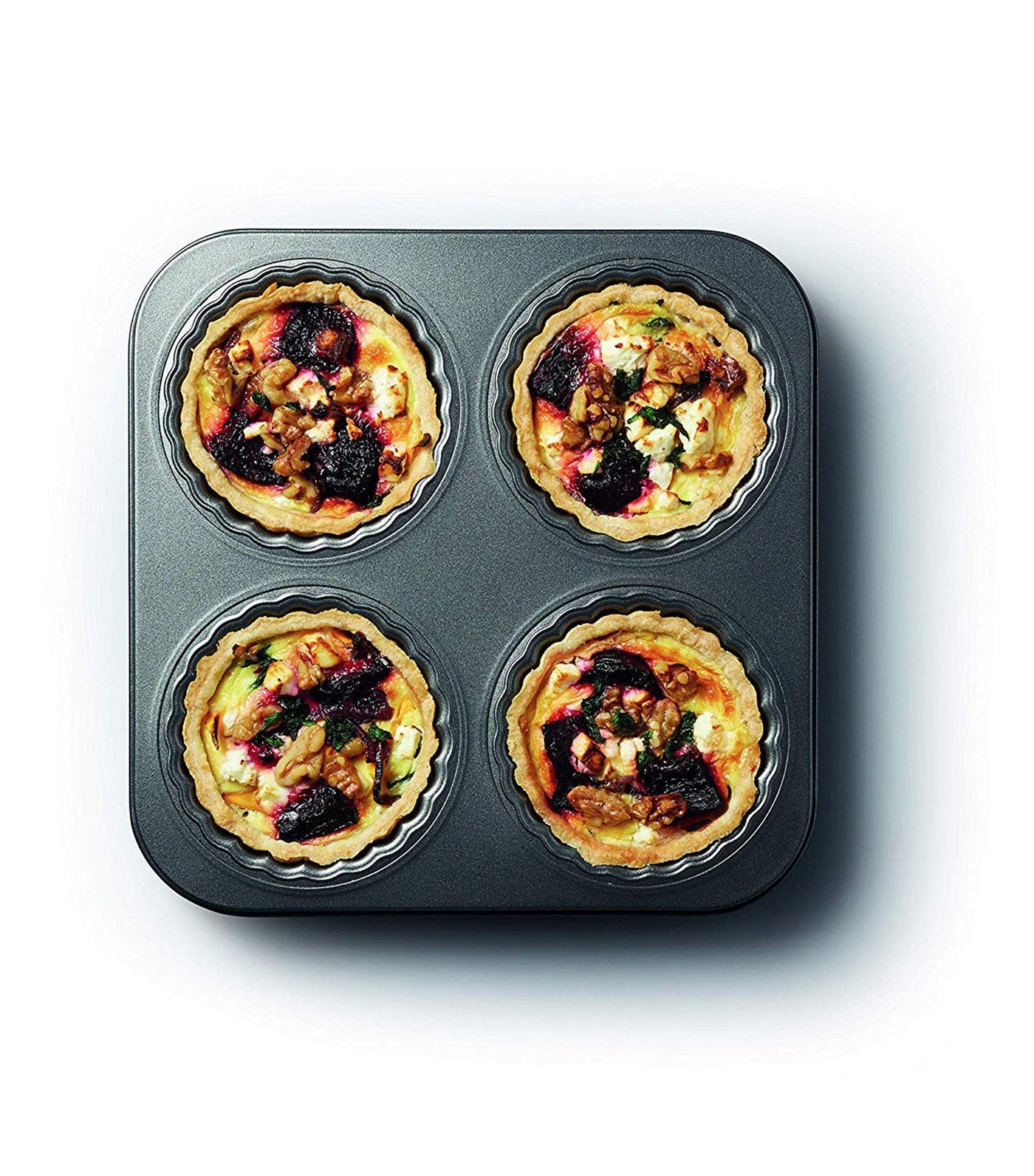kitchencraft masterclass non-stick 4 hole mini flan tin