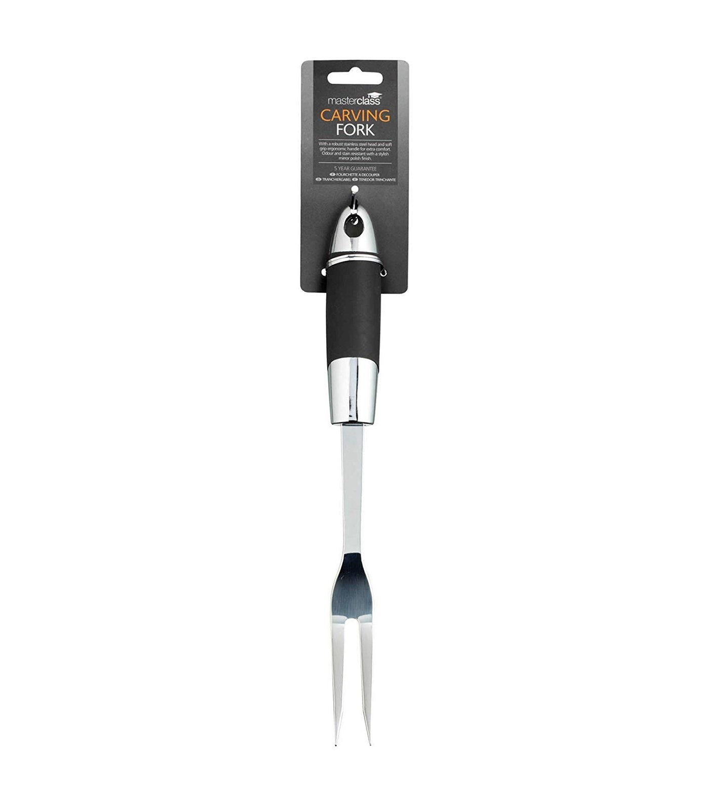 kitchencraft masterclass stainless steel soft grip carving fork