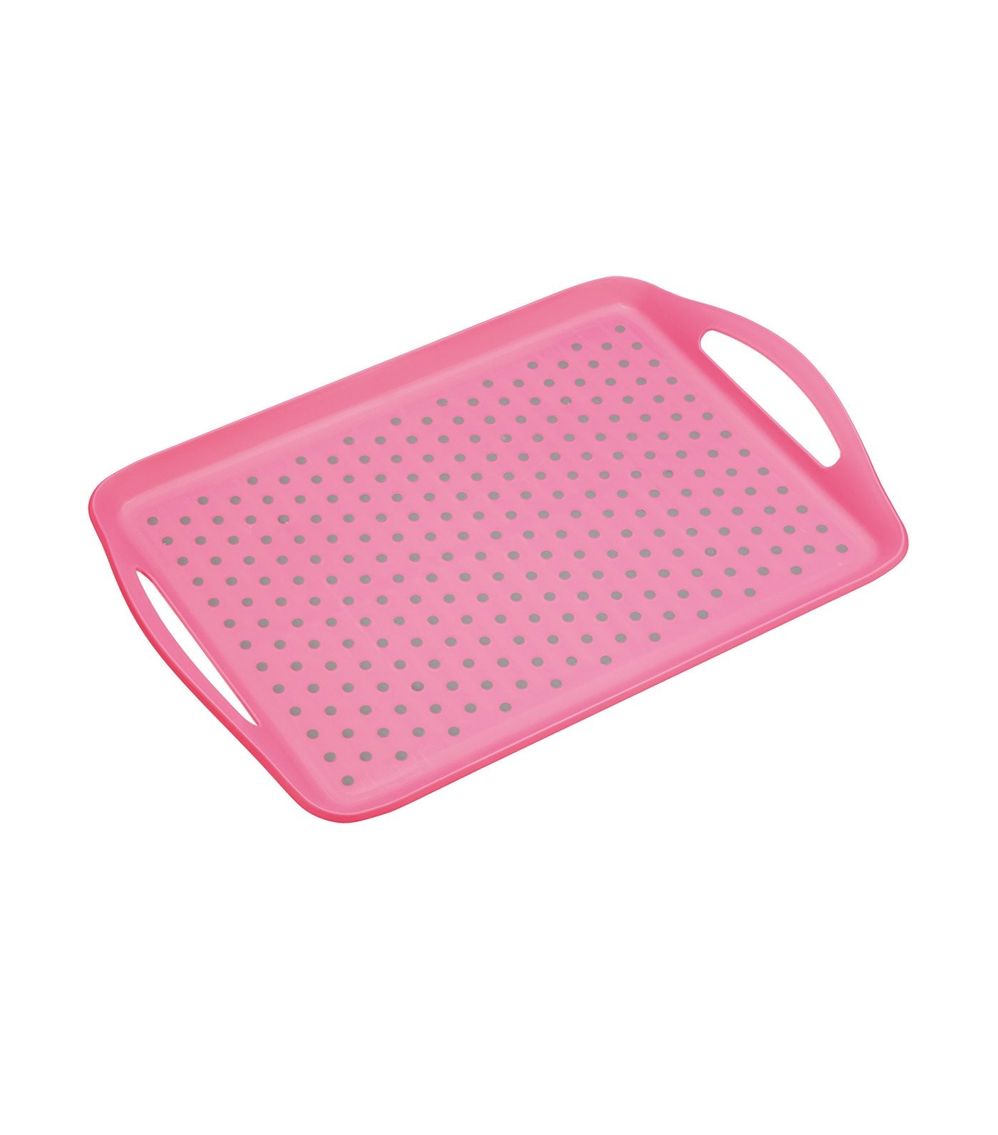 kitchencraft colourworks anti-slip plastic serving tray pink