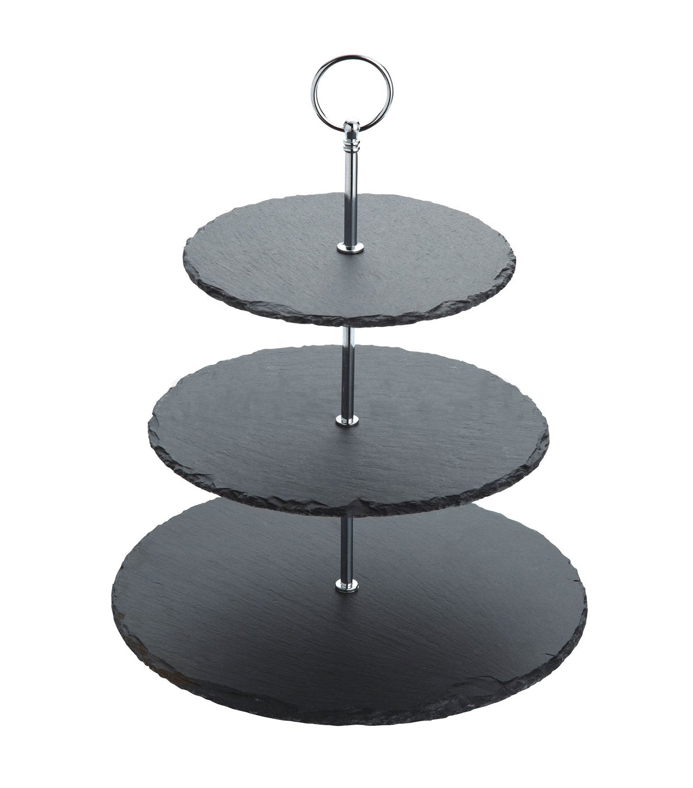 kitchencraft artesá three tier slate and chromed steel cake stand