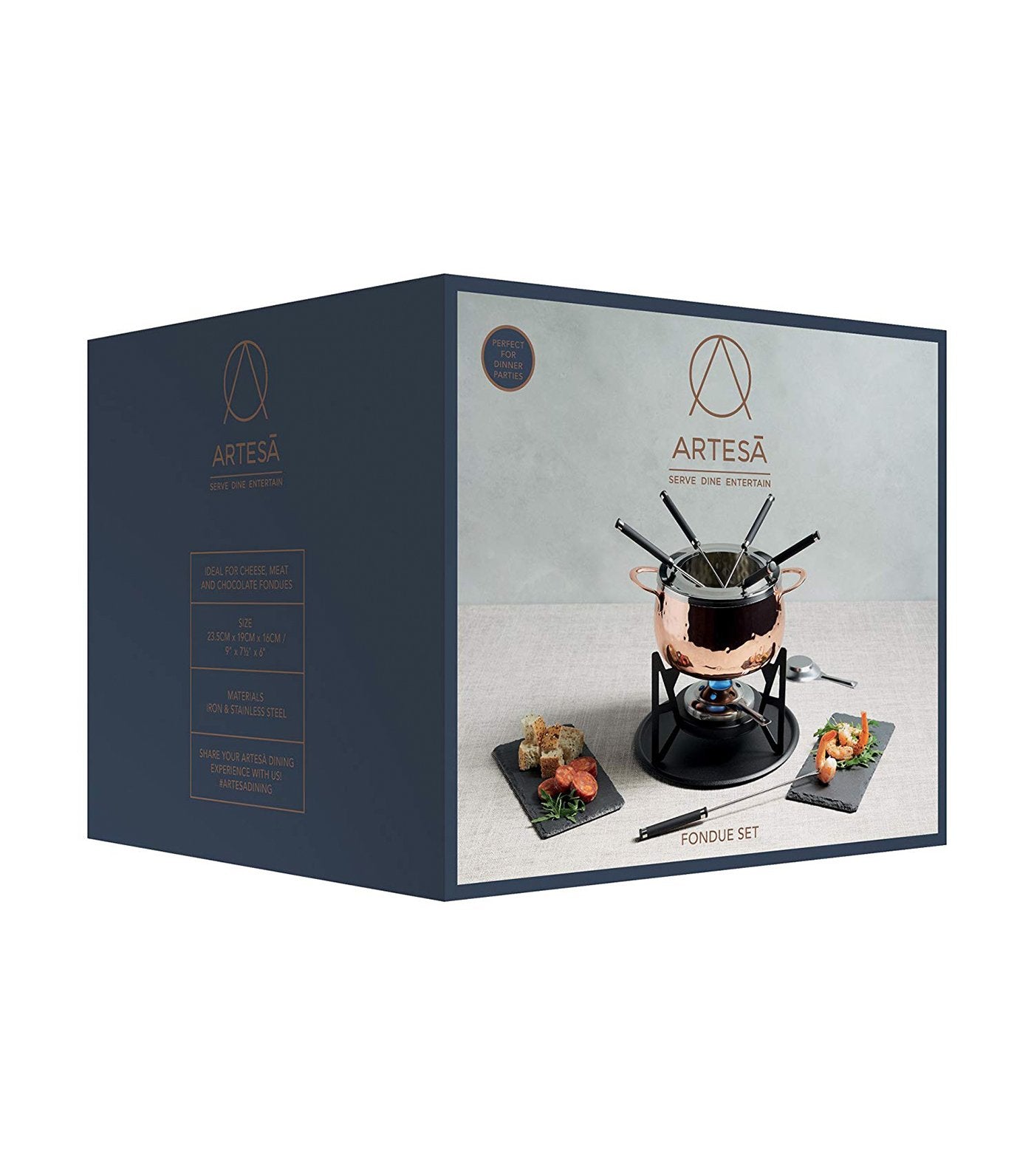 kitchencraft artesà copper hammered fondue set
