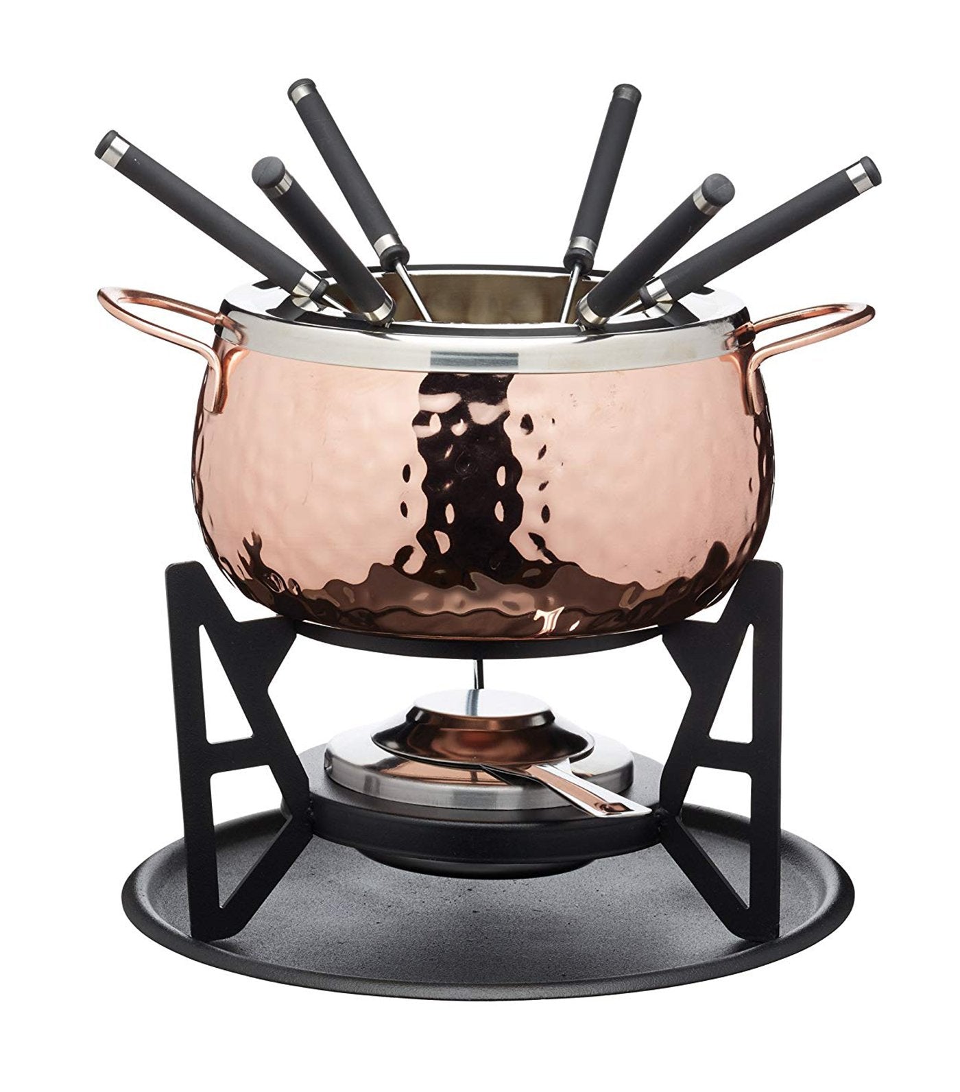 kitchencraft artesà copper hammered fondue set