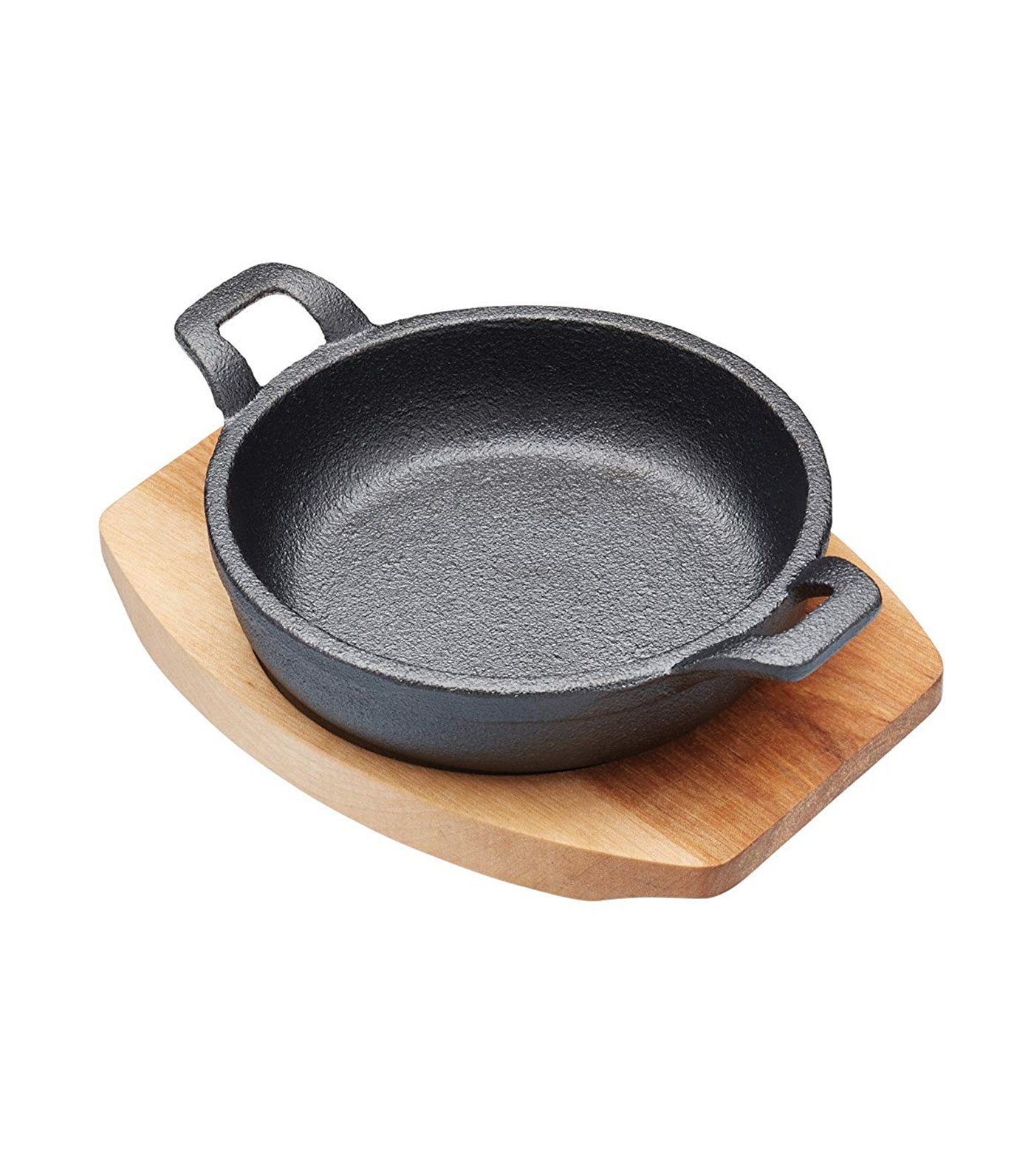 kitchencraft artesà mini cast iron gratin with wooden board