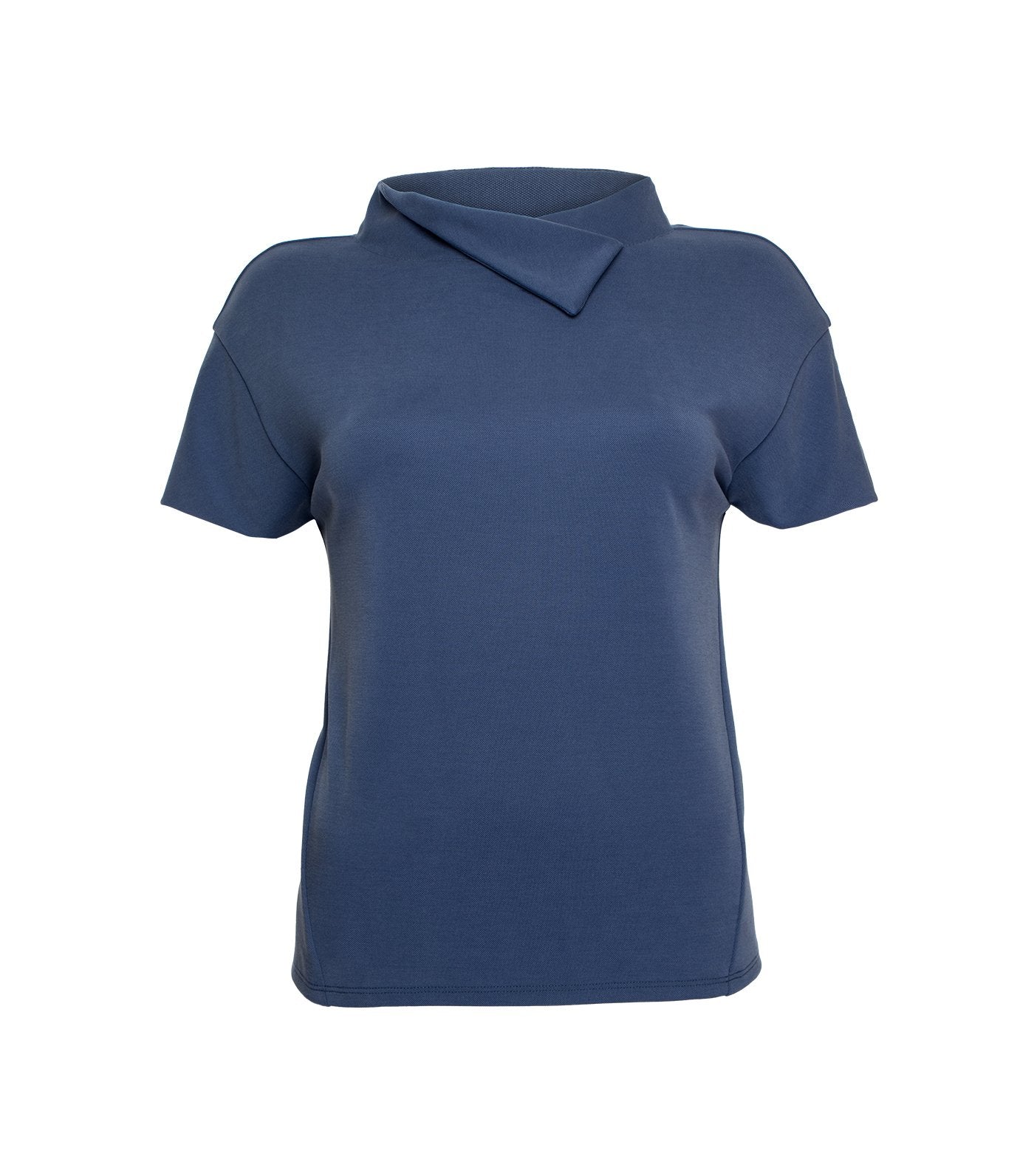 lady rustan estelle blue asymmetrical collar shirt