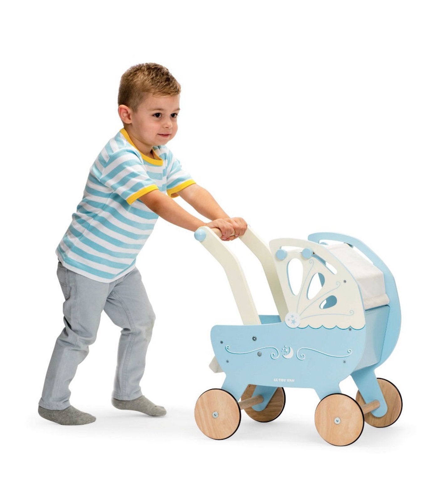 le toy van honeybake moonlight pram blue