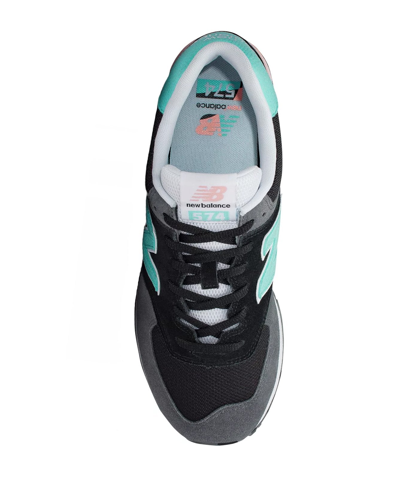 new balance 574 marbled street sneakers black and light tidepool