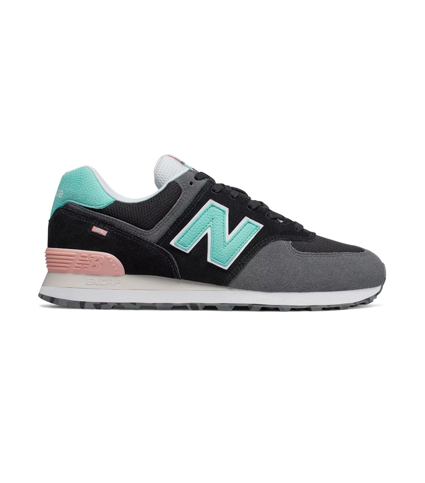 new balance 574 marbled street sneakers black and light tidepool