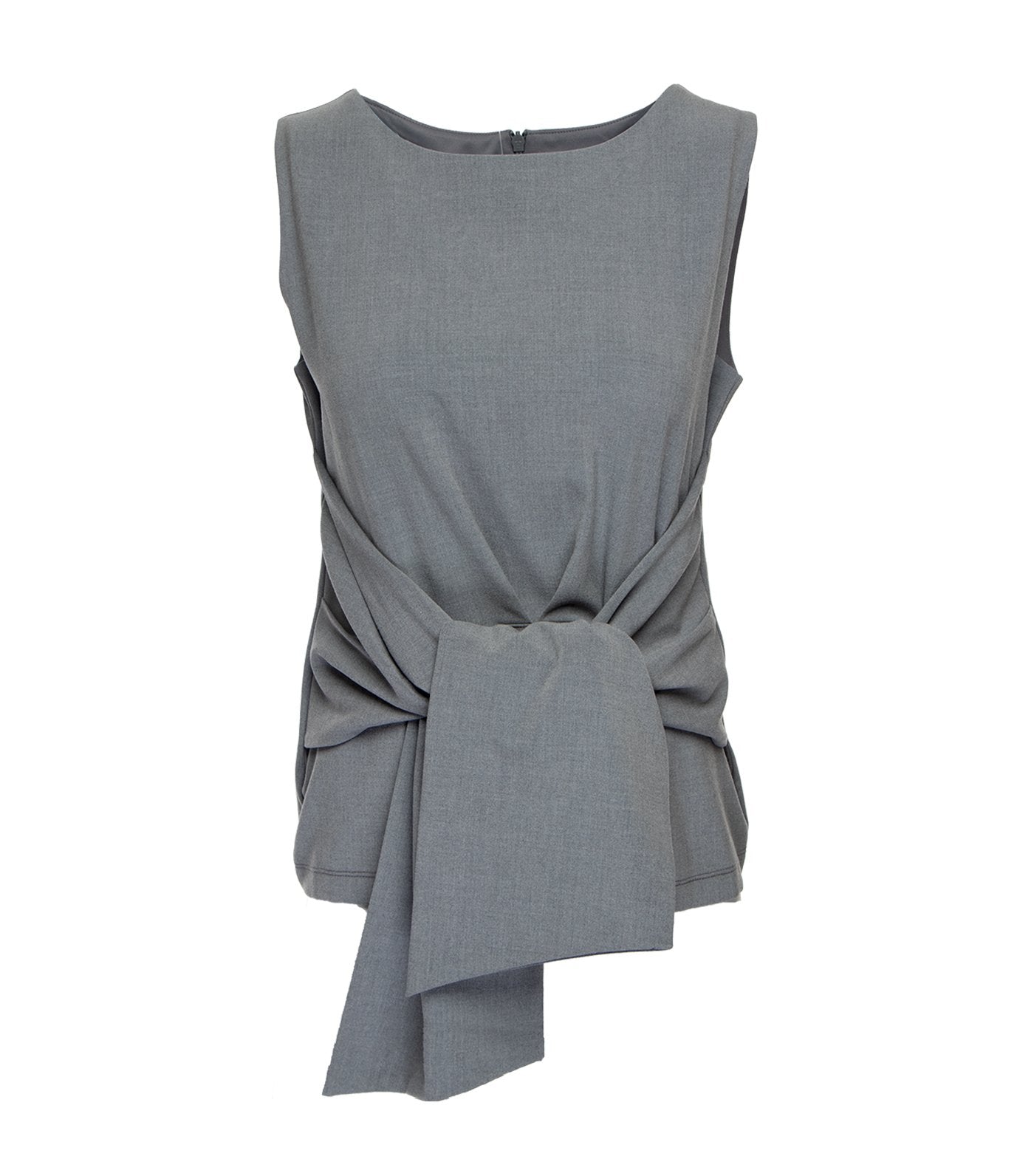 oleg cassini barbara sleeveless draped knot blouse gray