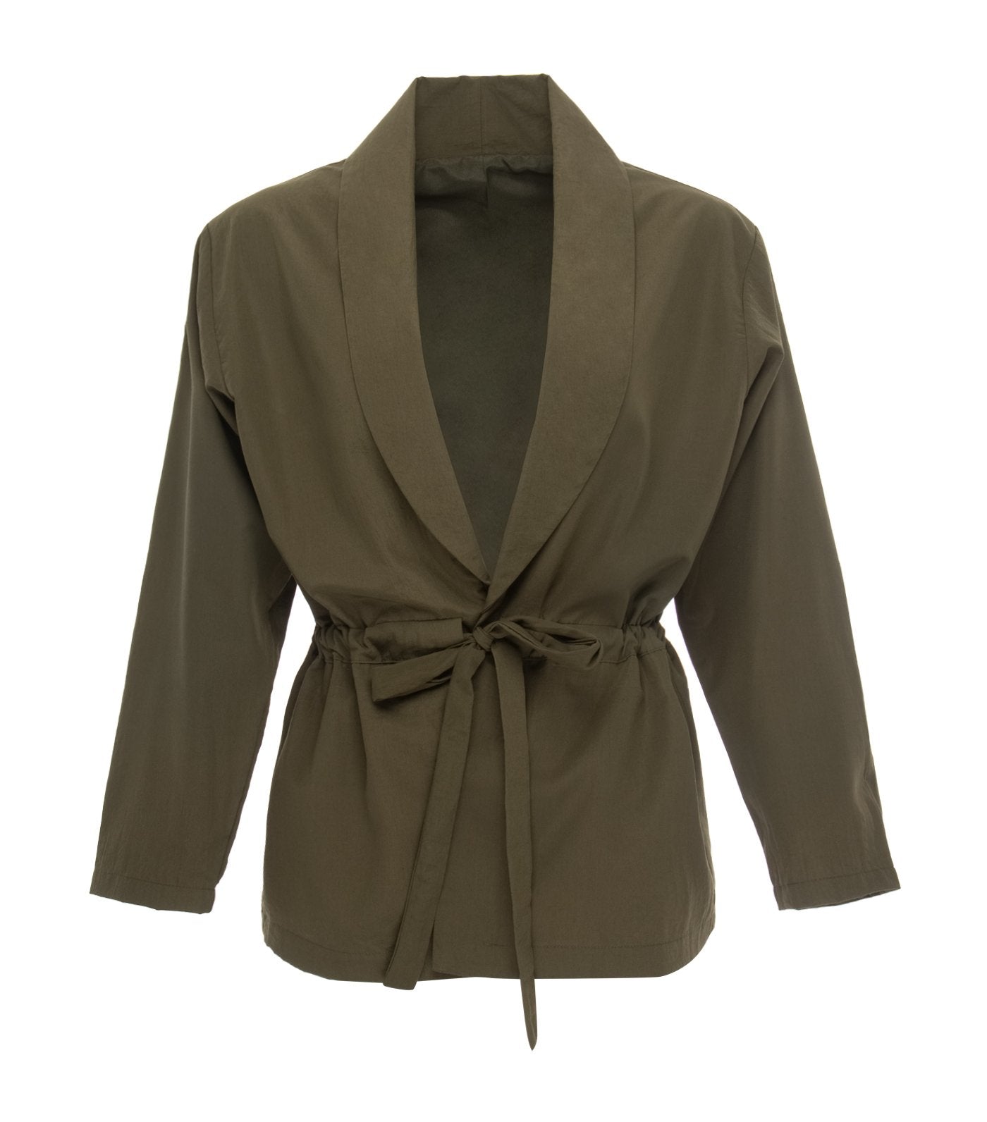 oleg cassini elizabeth wrap-around blazer army green