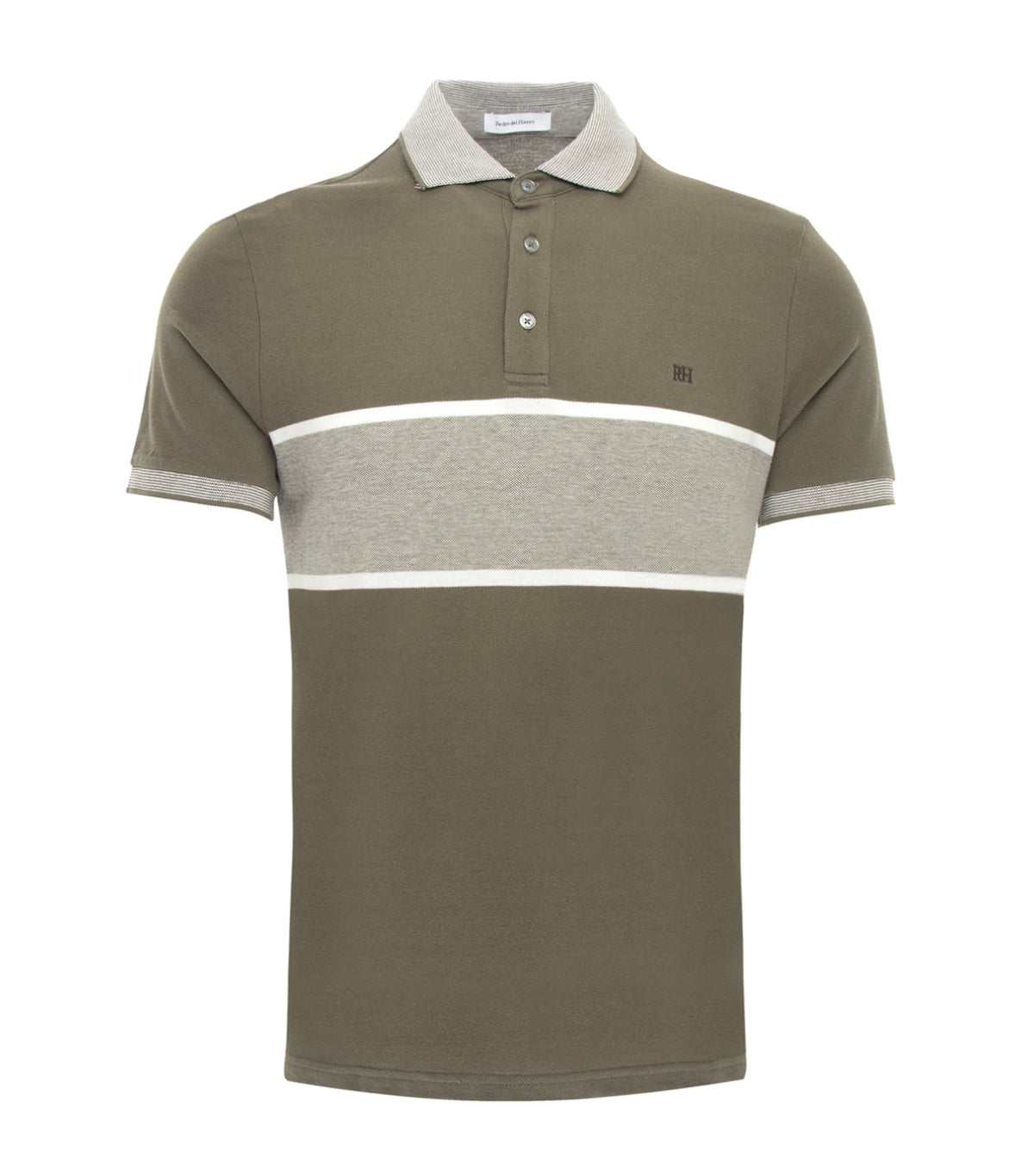 pedro del hierro positional stripes polo shirt olive green