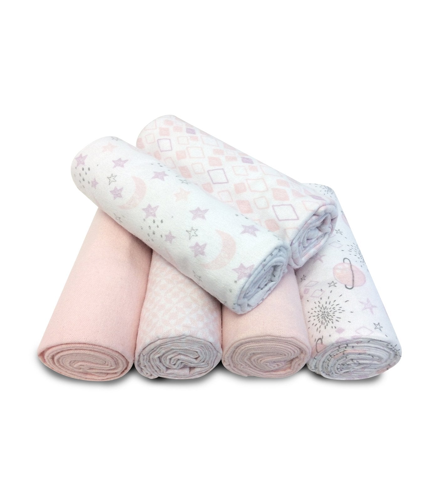 piccolo bambino flannel receiving blanket box 6-piece pink