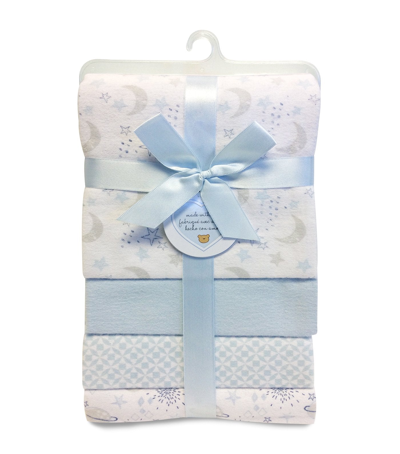 piccolo bambino flannel receiving blanket 4-piece blue
