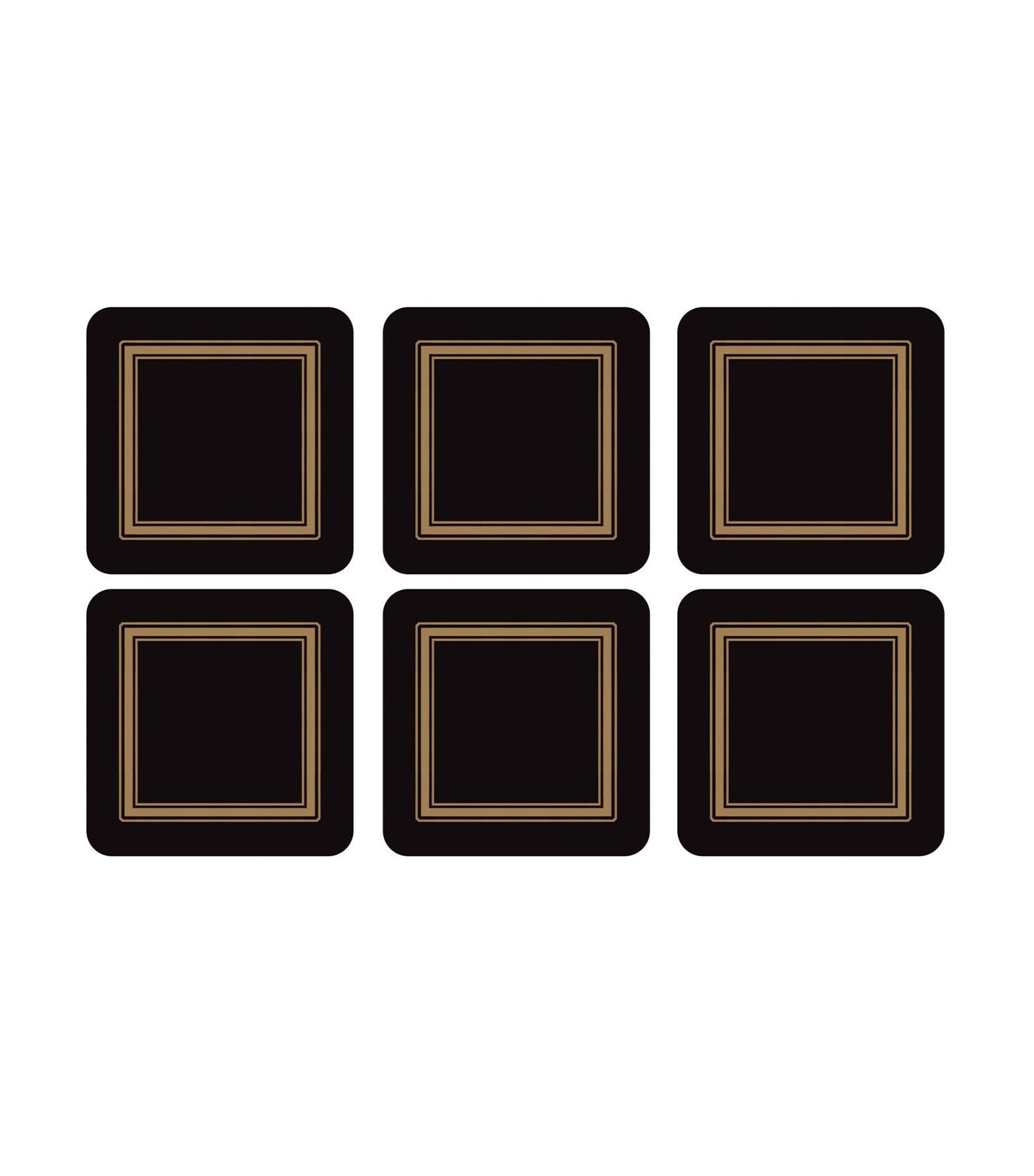 pimpernel classic coasters set of 6 (4"x4") - black