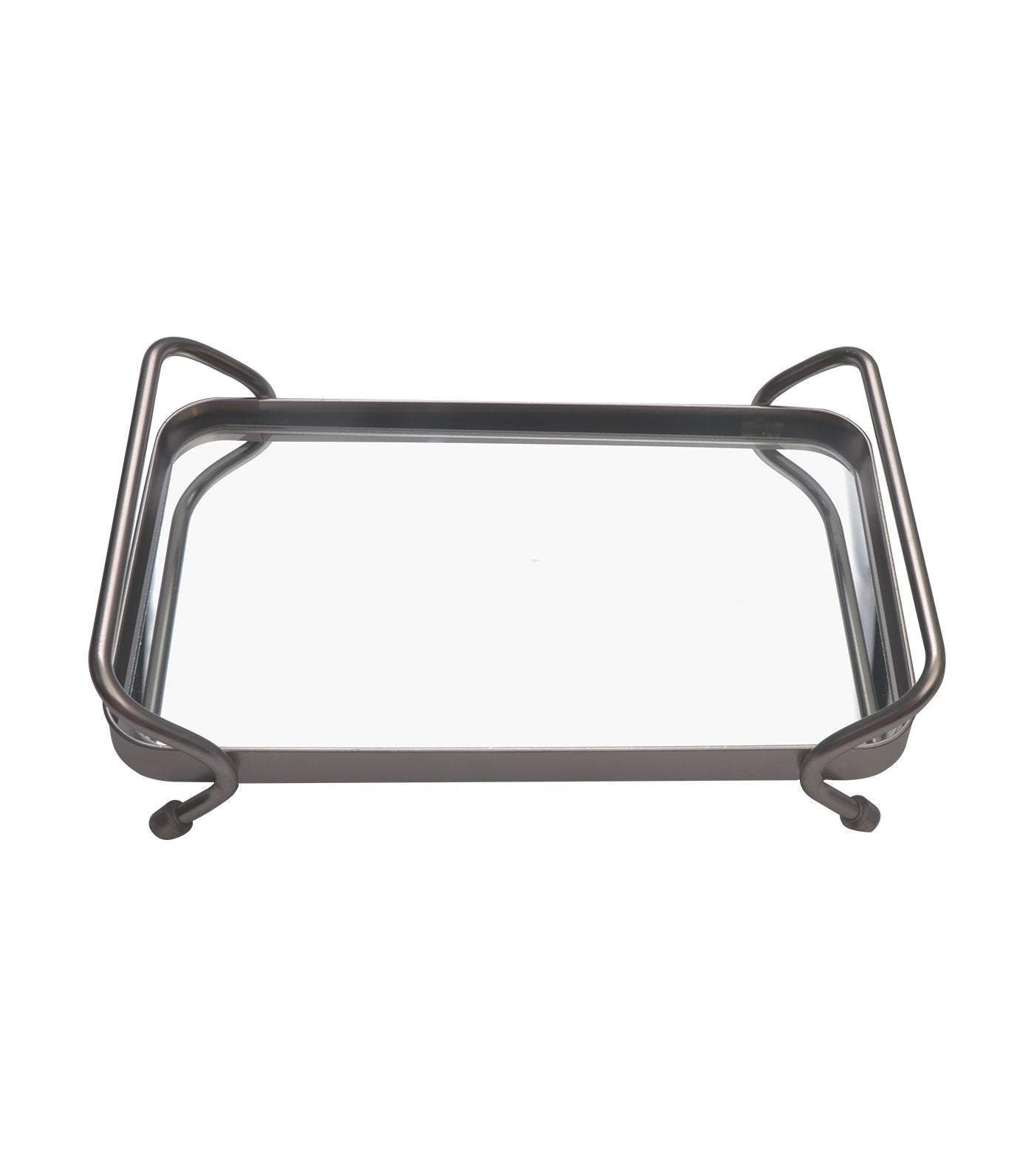 robely satin wire rectangular tray with mirror