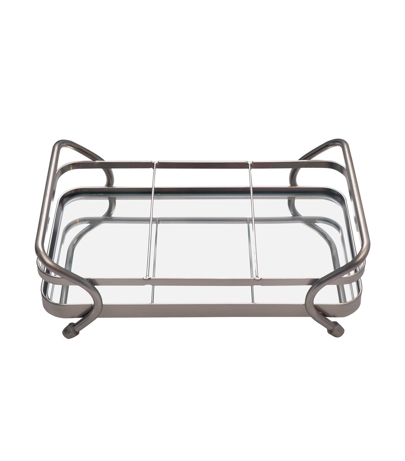 robely satin wire rectangular tray with mirror