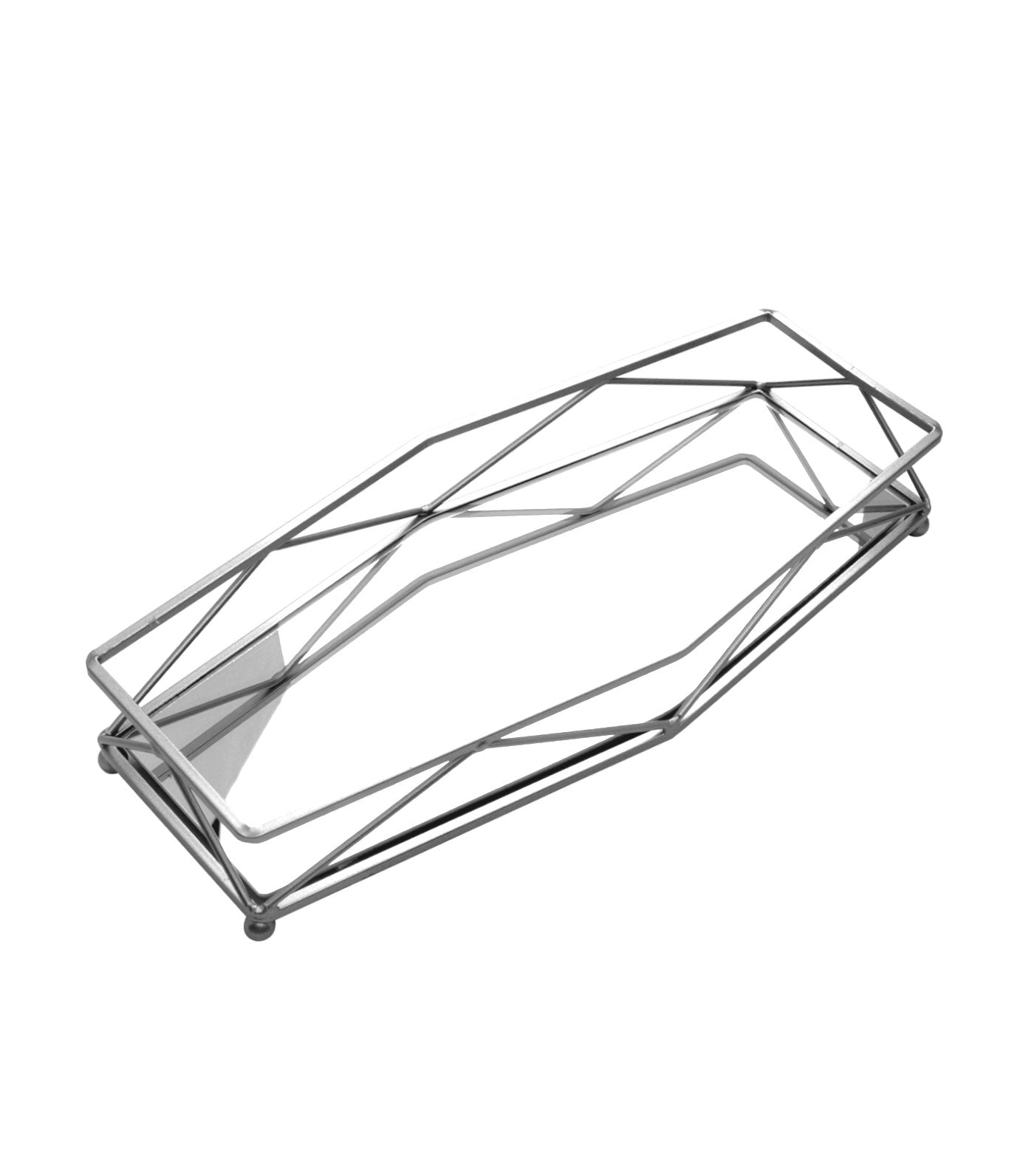 robely chrome wire rectangular tray with mirror