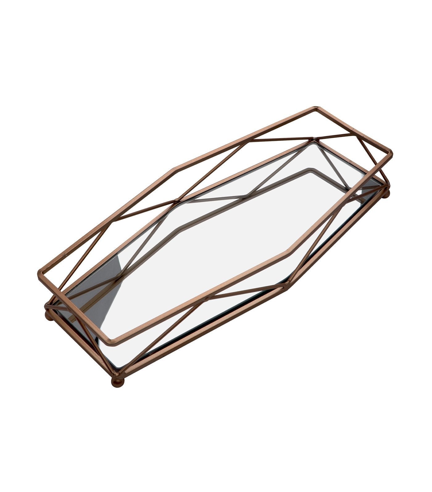 robely gold wire rectangular tray with mirror