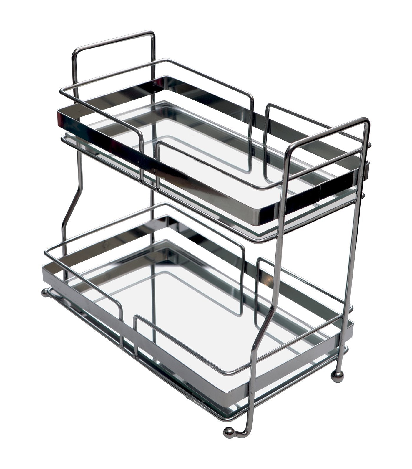 robely chrome wire rectangular two-tier tray with mirror