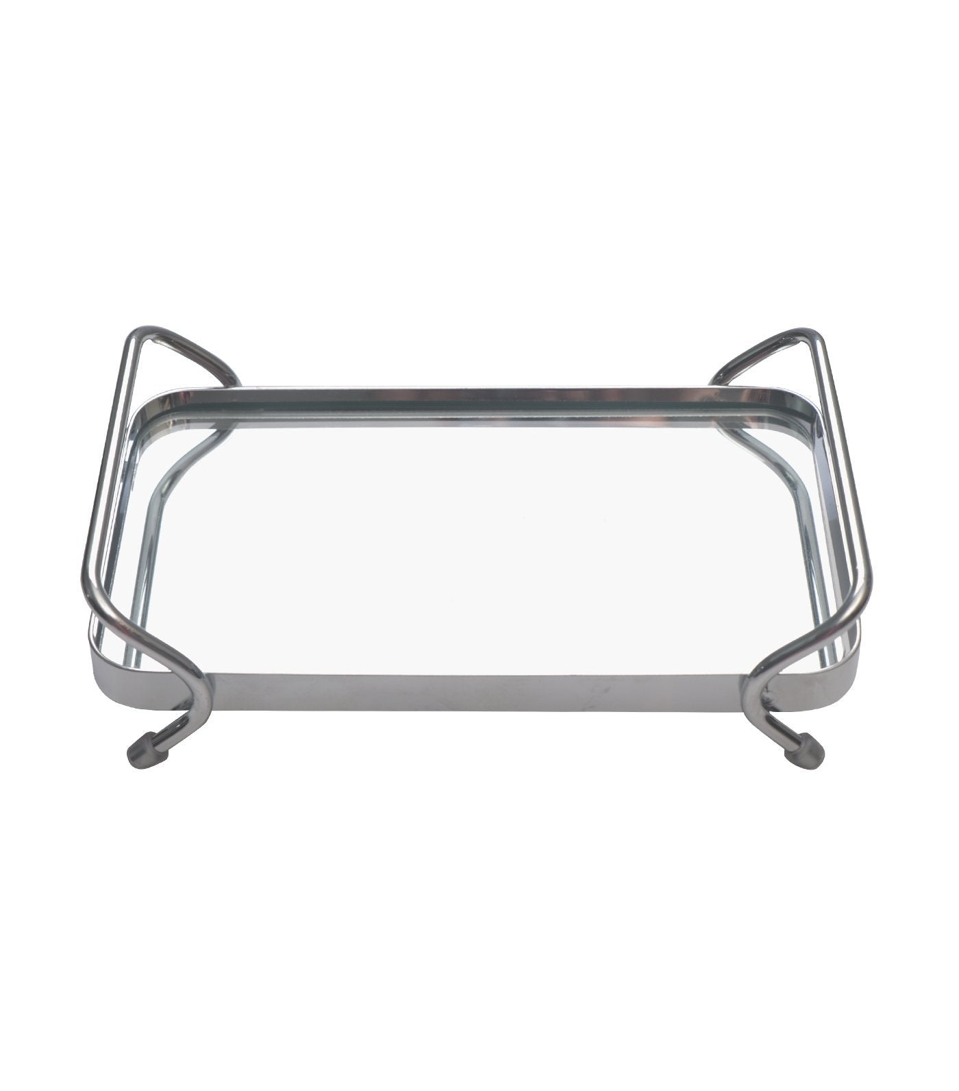 robely chrome metal rectangular tray with mirror