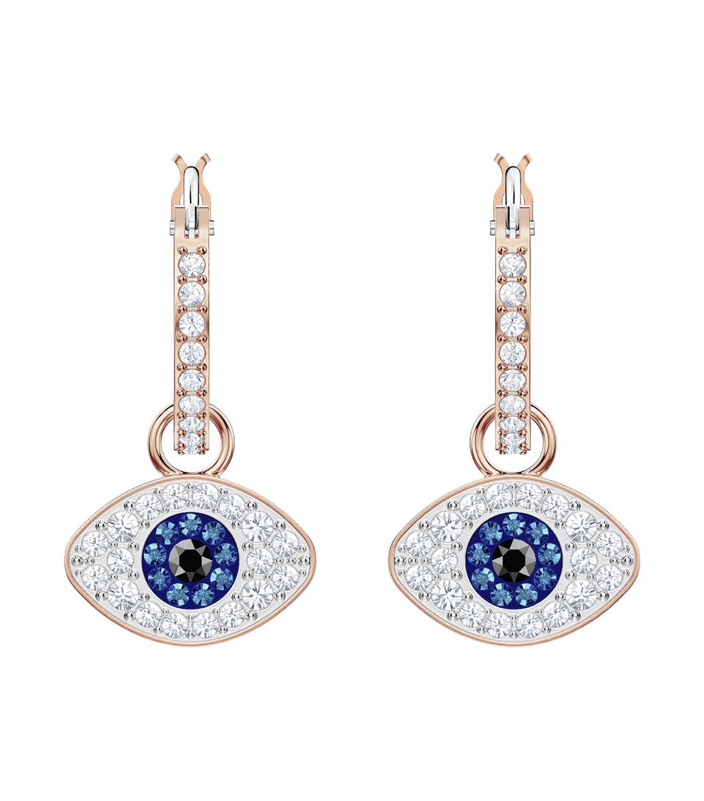 swarovski duo evil eye hoop pierced earrings