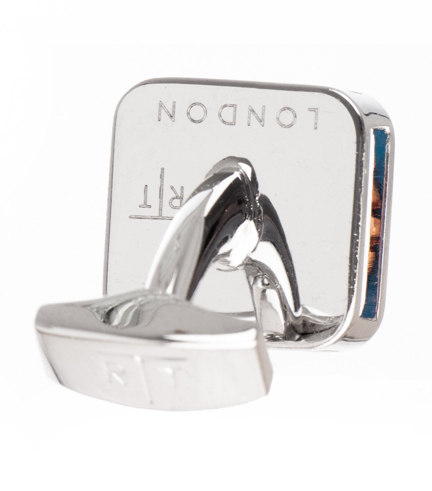 tateossian square gear cufflinks in rhodium
