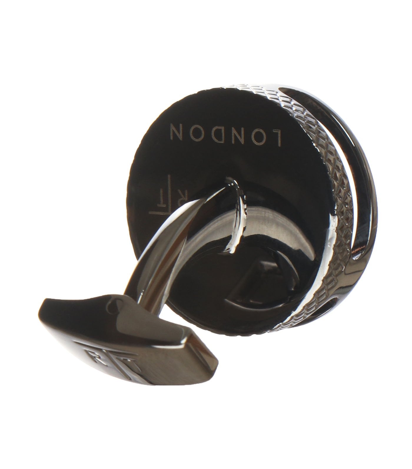 tateossian carbon fibre gear cufflinks in gunmetal