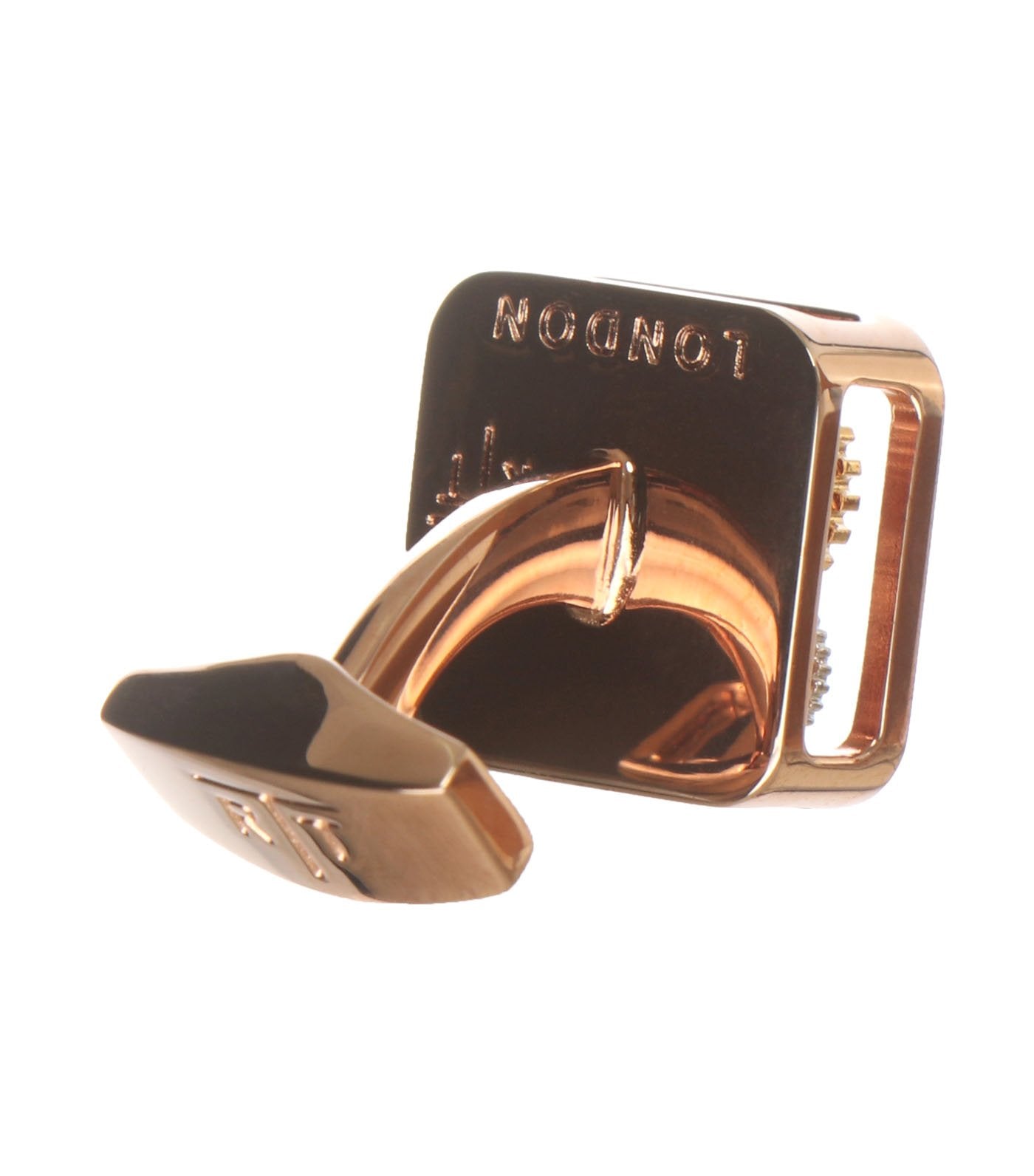 tateossian square gear cufflinks in rose gold