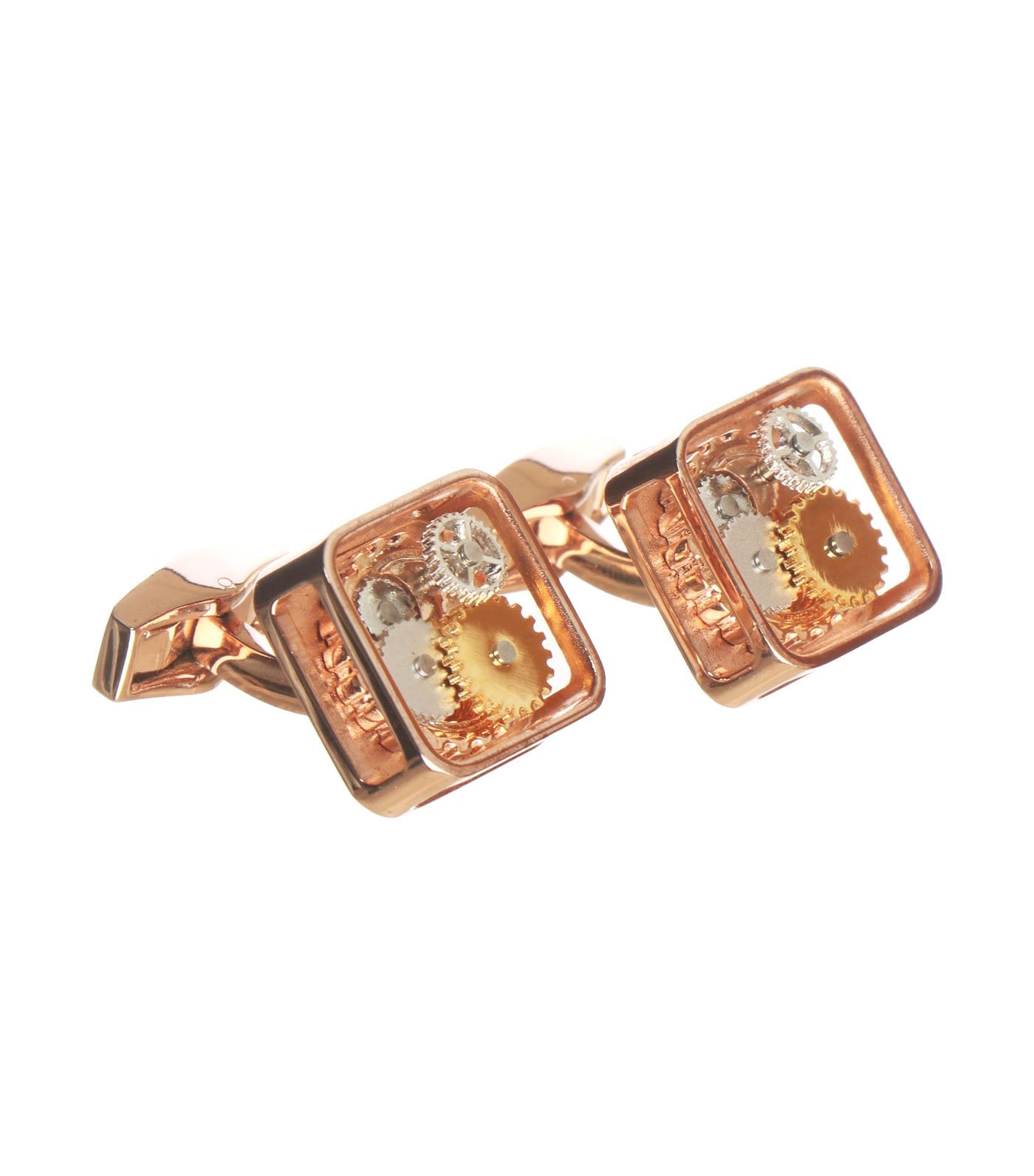 tateossian square gear cufflinks in rose gold